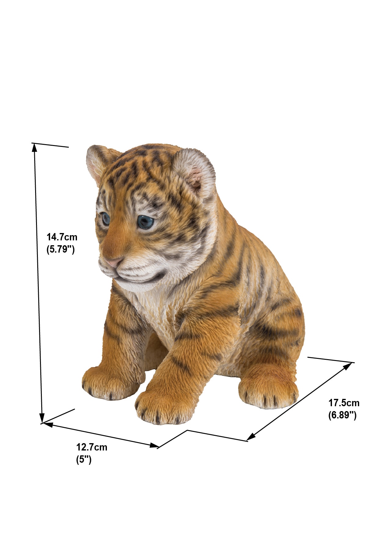 Adorable Realistic Sitting Tiger Cub Garden Statue