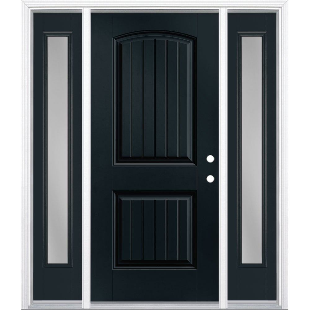 Masonite 1218327 60-in x 80-in x 4-9/16-in Fiberglass No glass Left-hand inswing Eclipse Painted Prehung Front Door with Sidelights with Brickmould Insulating core