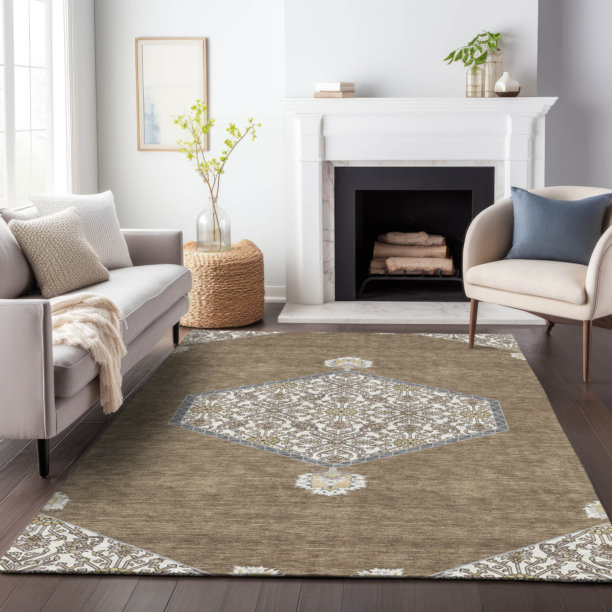 Addison Rugs ACN1011BR30X46 Chantille ACN1011BR 2 x 3 (ft) Polyester Brown Rectangular Indoor/Outdoor Geometric Machine washable Area rug