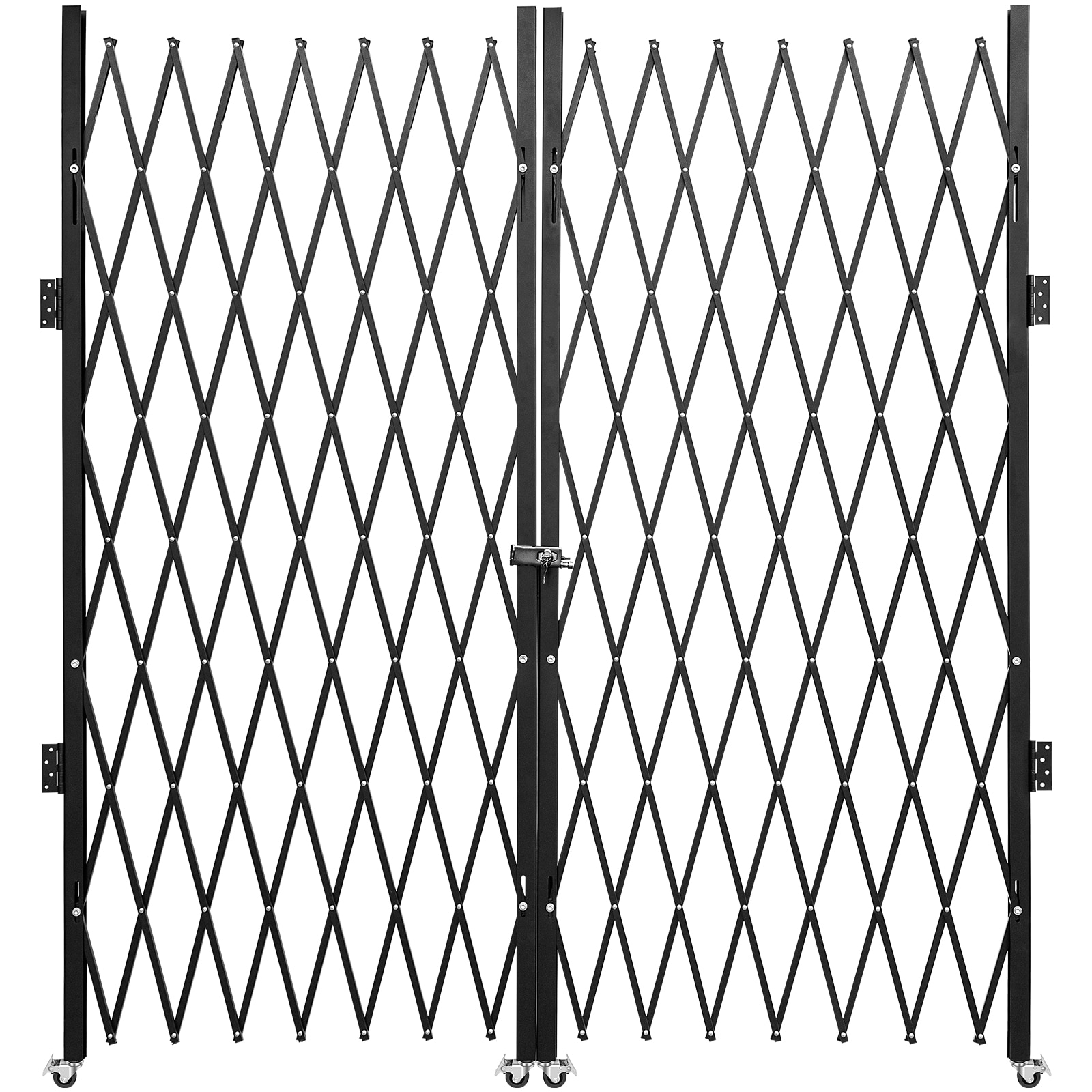 SVOPES SVOPESSSFDMSM04348V0 Double Folding Security Gate 87-in x 150-in Powder Finish Steel Surface mount Universal/Reversible Double Security Door with and Lockset included