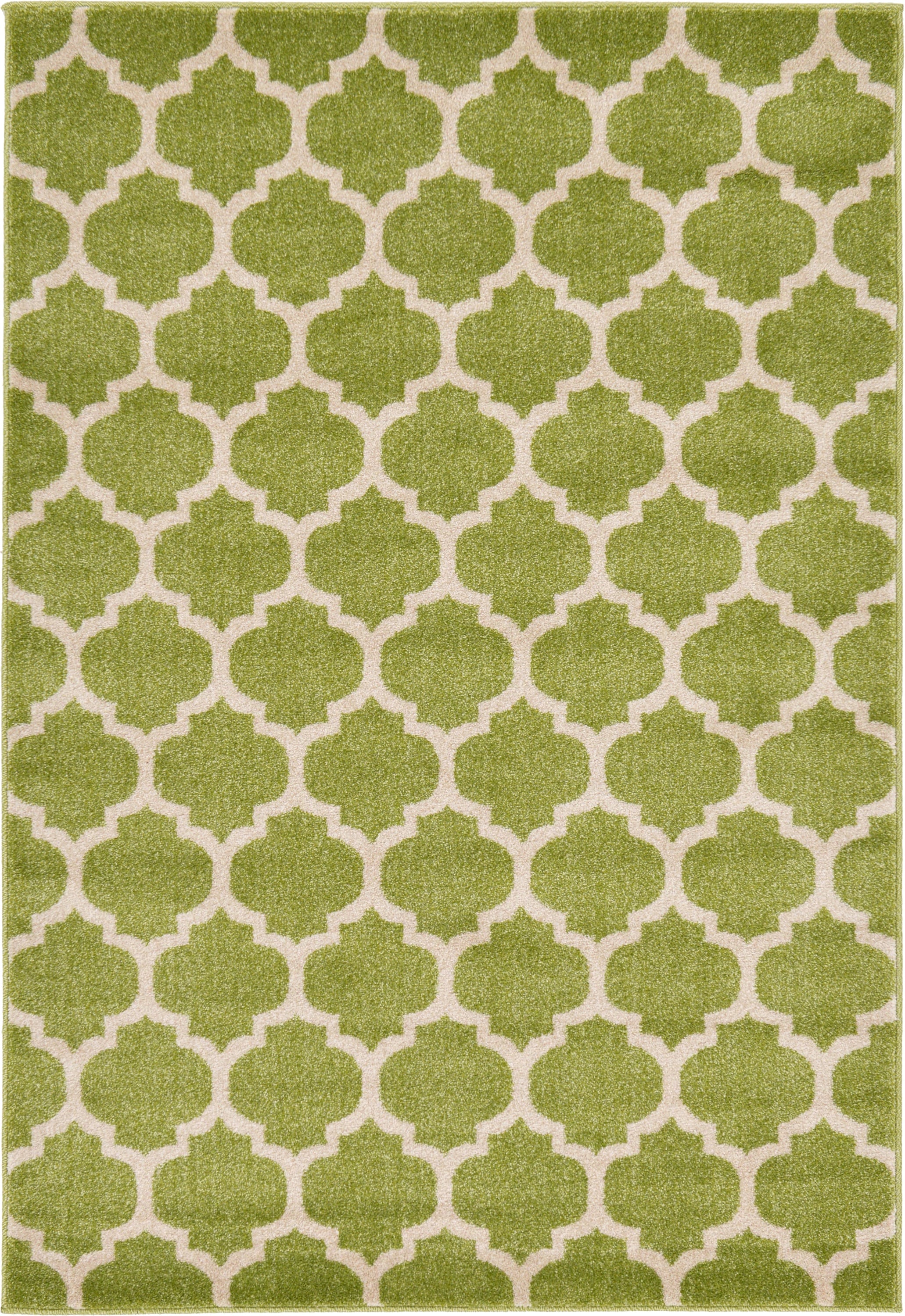 Unique Loom 3128680 Philadelphia Trellis 4 x 6 (ft) Loomed Polypropylene Green/Beige Rectangular Indoor Geometric Industrial Area rug