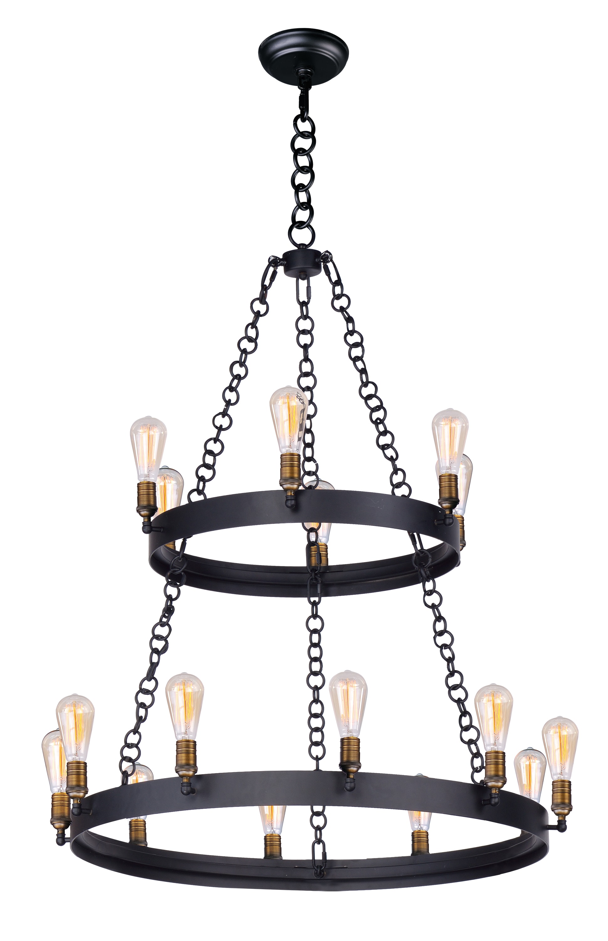 Maxim Lighting 26277BKNAB/BUI Noble 16 -Light Multiple finishes Multiple colors Traditional For Use in Bedrooms, Dining Rooms, Foyers, Kitchens, Living Rooms Chandelier