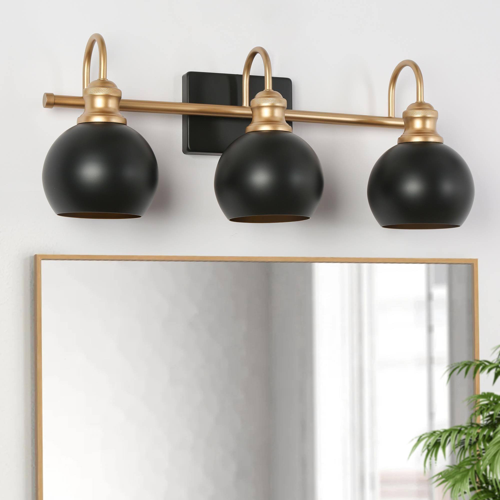 Uolfin RIZJQR-LWS252W3-88 22.4-in 3 -Light Matte Black Modern/contemporary Vanity light