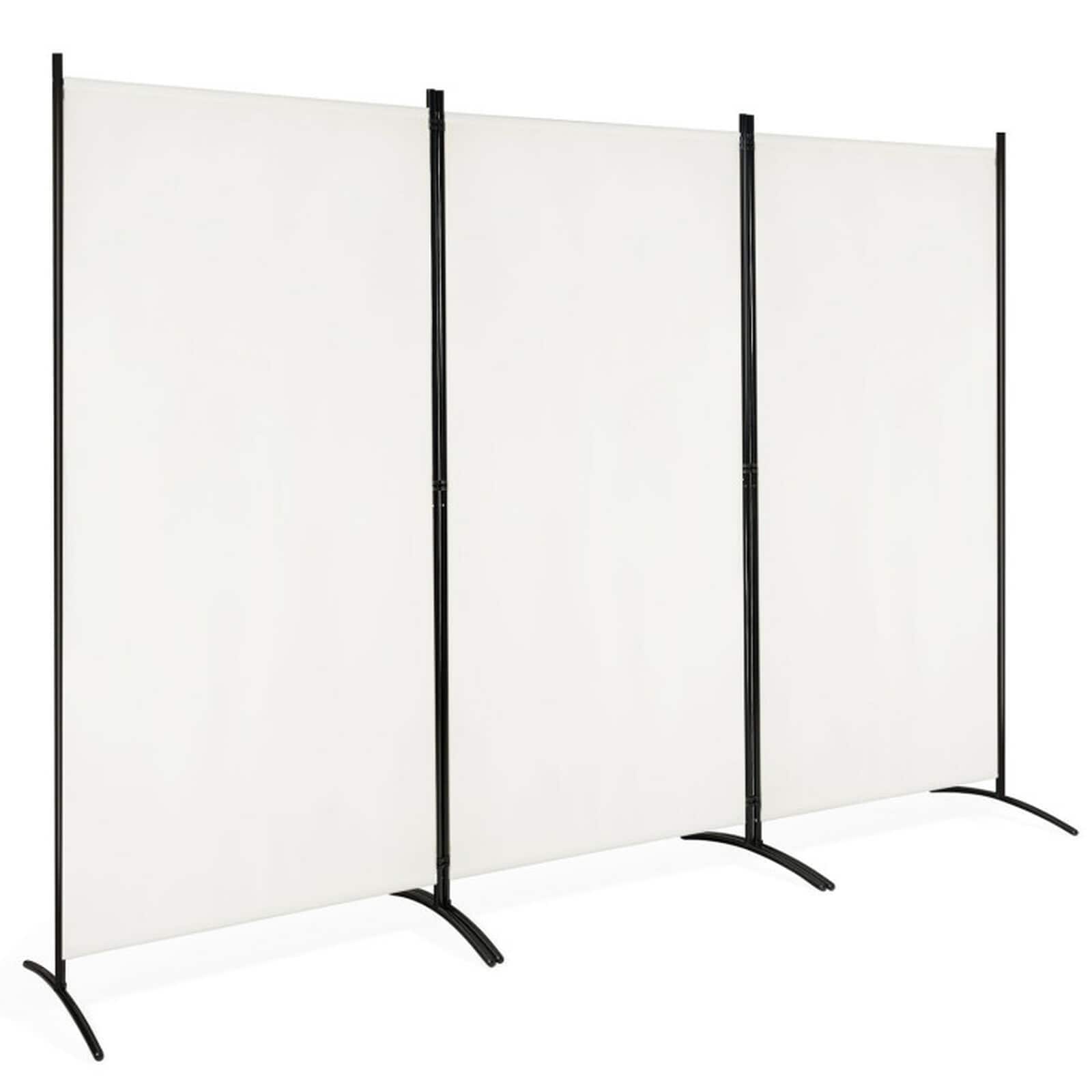 SUGIFT 3-Panel Folding Room Divider 6-ft Privacy Screen Partition Polyester Steel Frame Freestanding Office Bedroom Studio Divider Screen