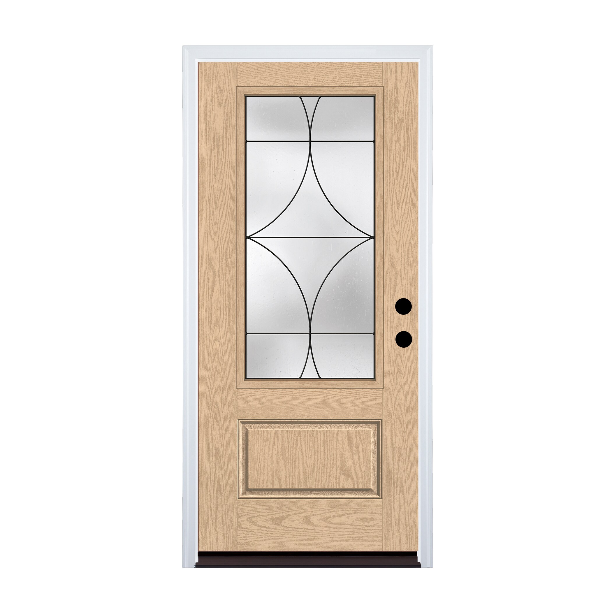 Therma-Tru FC4525-ADVF-LIB4-TW Latitude Entry Door 36-in x 80-in x Fiberglass 3/4 lite Left-hand inswing Tumbleweed Stained Prehung Front Door with Brickmould Insulating core