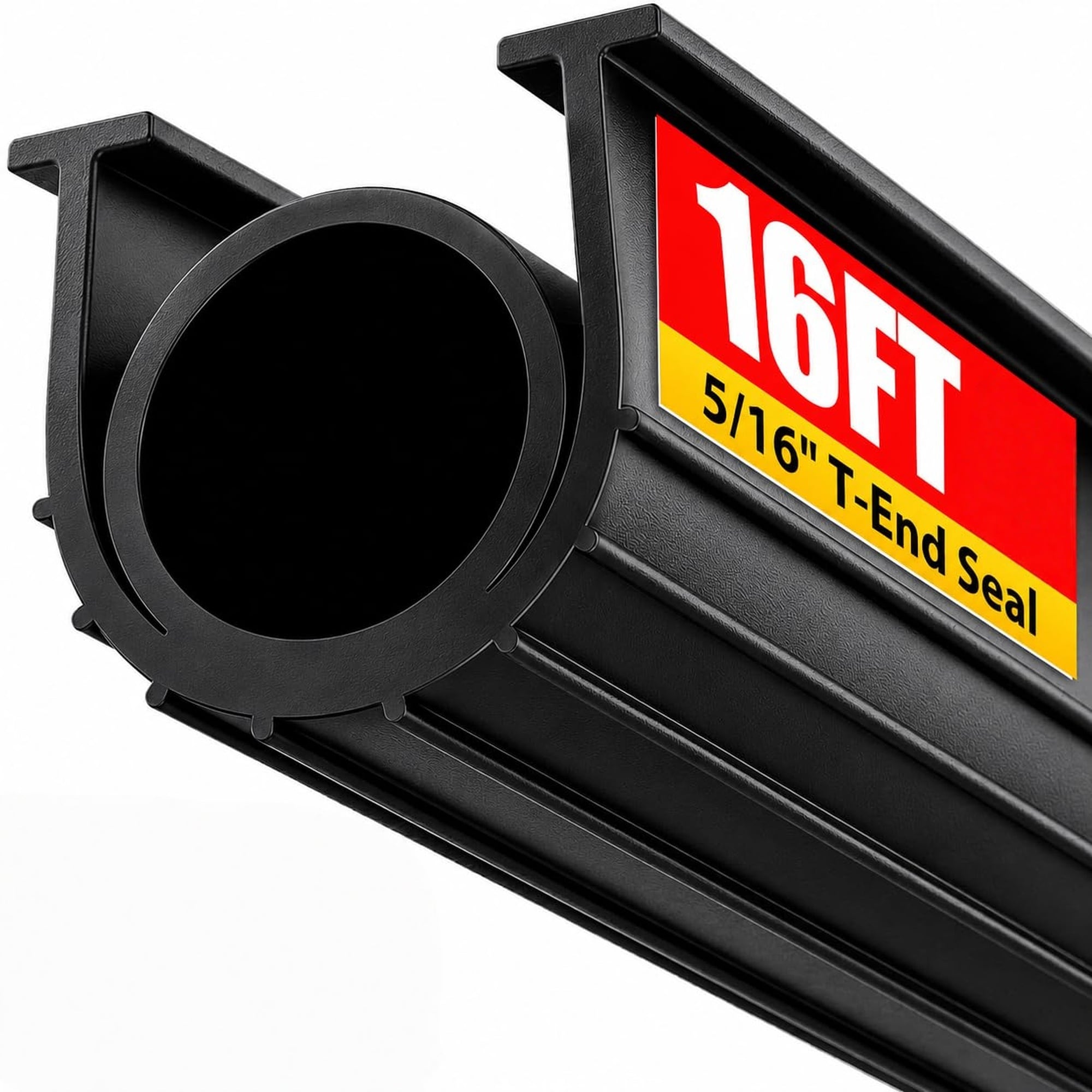 OGETFUUR 16Ft Black Garage Door Bottom Weather Stripping with 5/16in T-End Garage Door Seal featuring Durable Rubber Construction and Easy Slide Track Installation