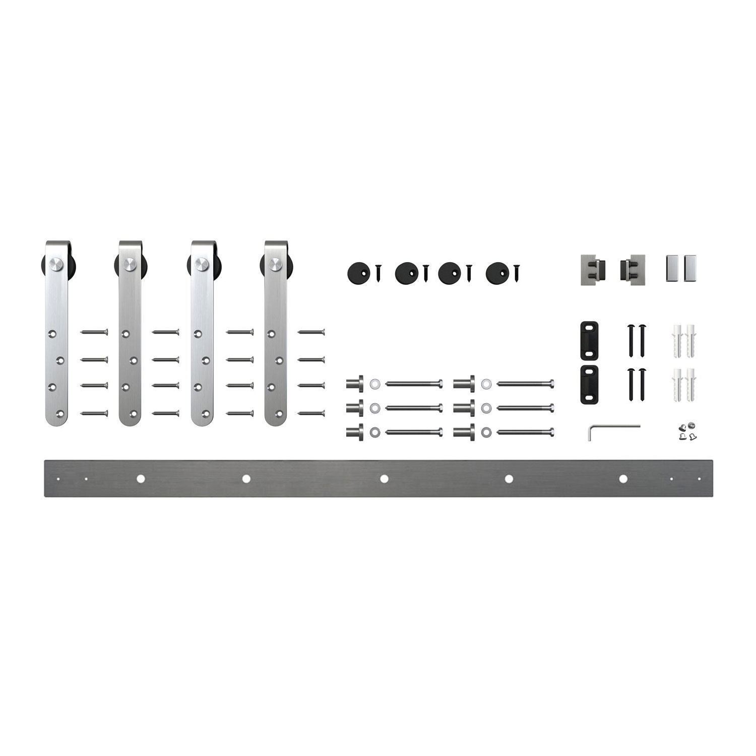Architectural Products by Outwater 3P5.7.00030 48-in Stainless steel Stainless Steel Indoor Top mount Double Barn door hardware kit