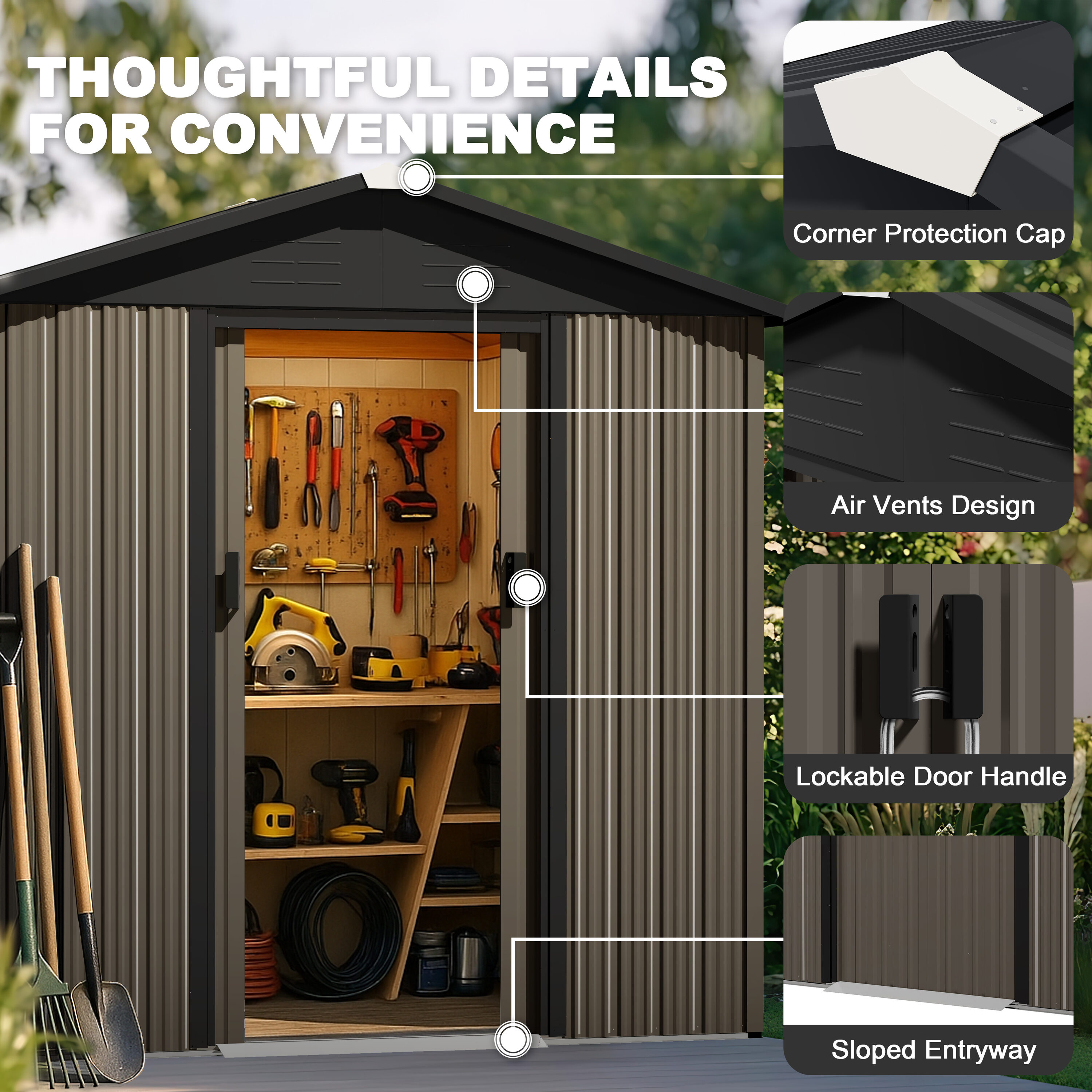 Nuu Garden G002-BN Metal-Storage-Buildings-Sheds - View #8