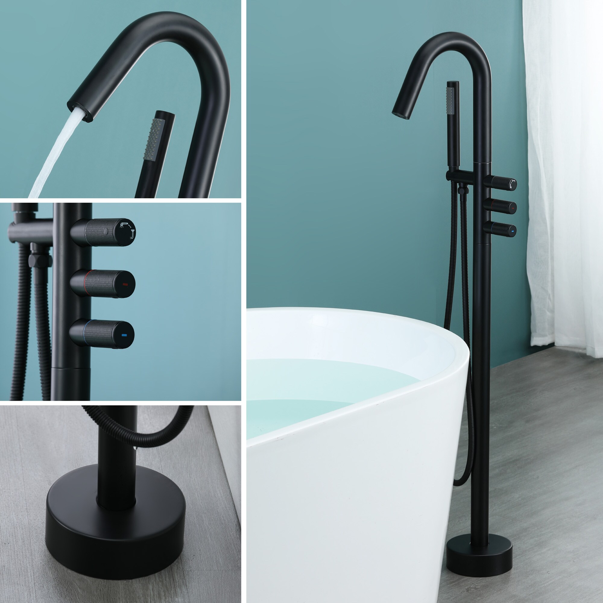 WELLFOR SMG-18013MB Roman-Tub-Faucets - View #4