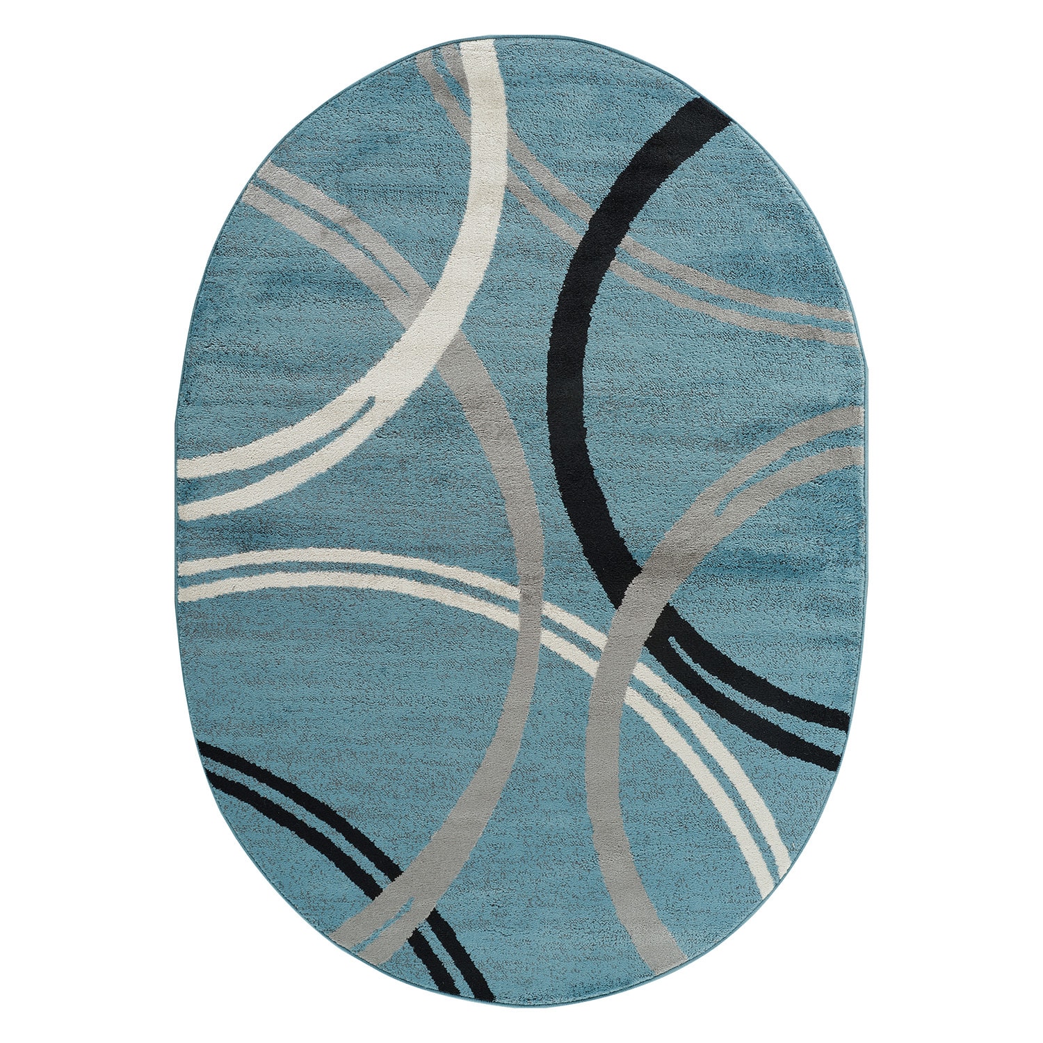 World Rug Gallery 377BLUE5OV 5 x 7 (ft) Loomed Polypropylene Blue Oval Indoor Geometric Global Area rug