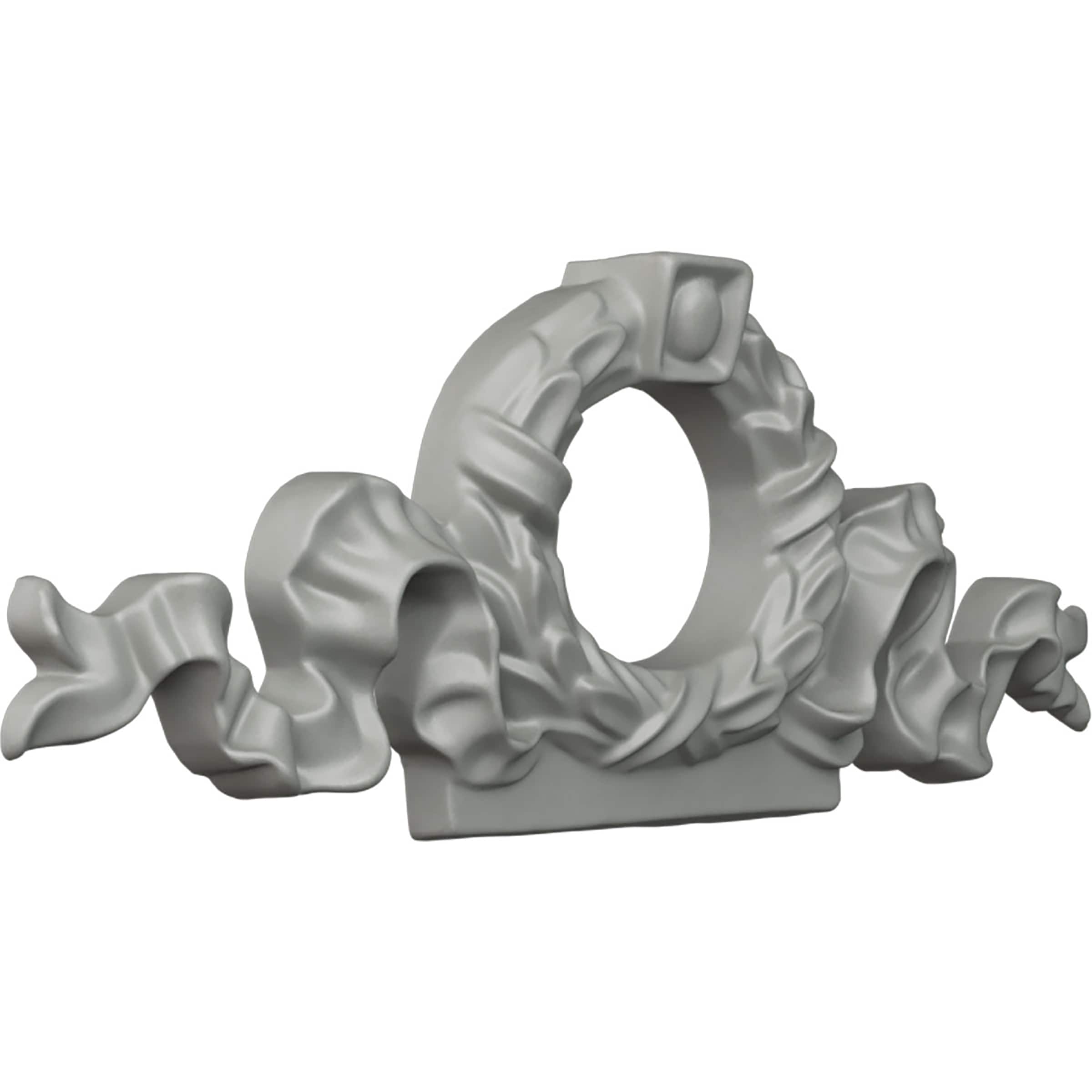 Gray Polyurethane Rectangular Decorative Wreath Onlay