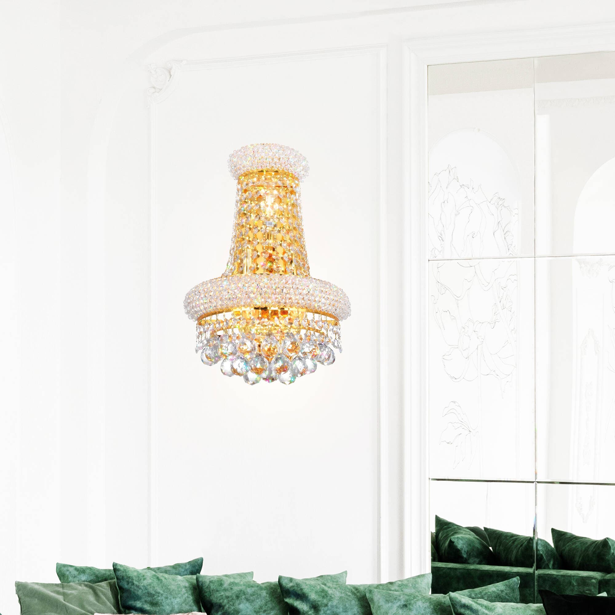 CWI Lighting 8001W12G-B Empire 12-in W 3 -Light Gold Bohemian/global Wall Sconce