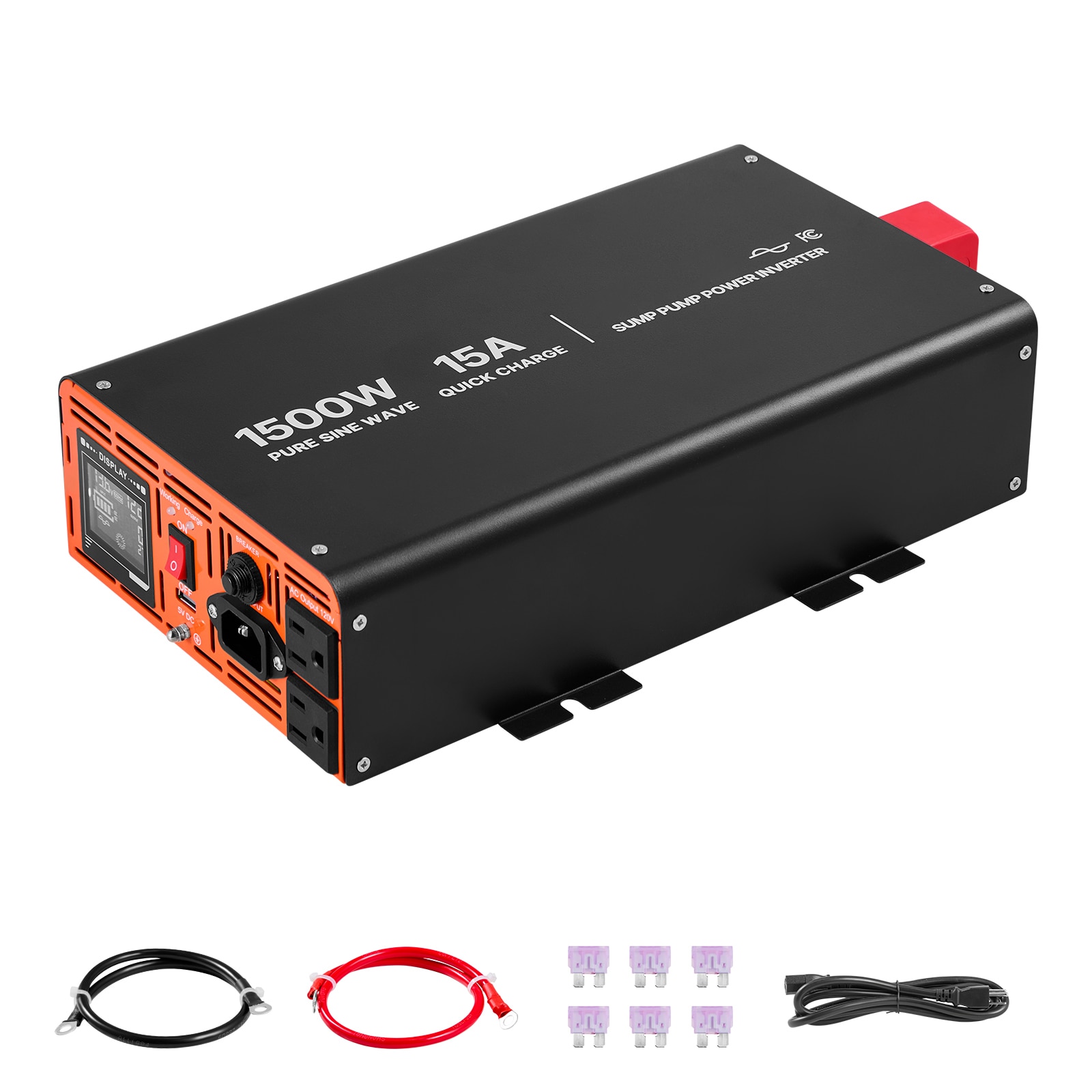 GIVIMO 1500-W Sump Pump Battery Backup System Pure Sine Wave Inverter with LCD Display and 3-Stage Charging