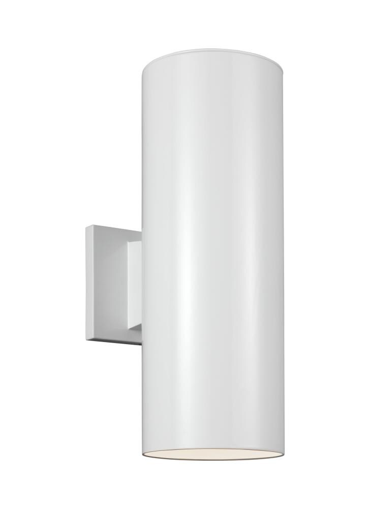 Generation Lighting 8413897S-15 Outdoor Cylinders 1 -Light 14.25-in H Polished White Hardwired Integrated LED Outdoor Wall Light
