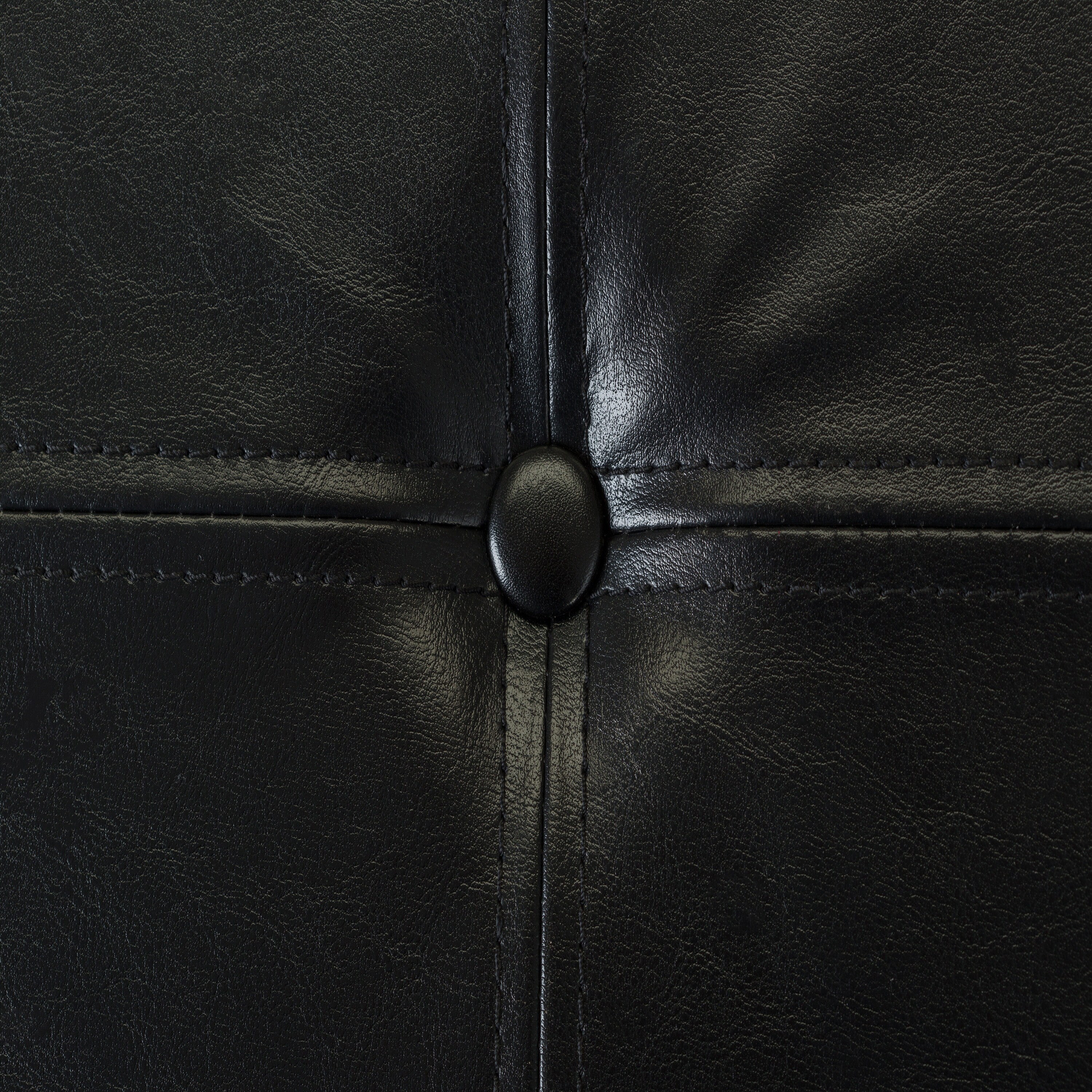 Simplify Black Faux Leather Folding Storage Ottoman Cube