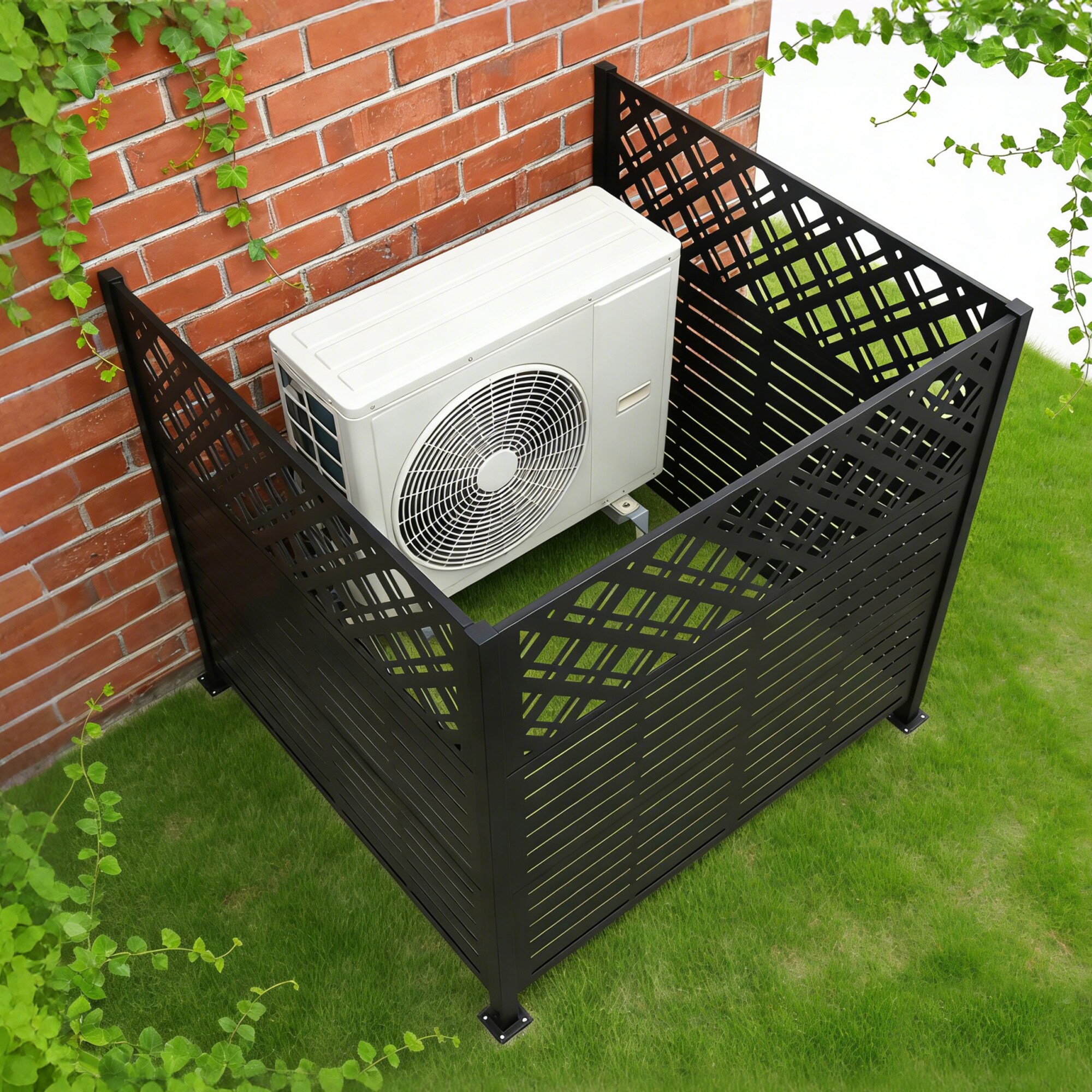 JUSHUA Metal Privacy Screen Outdoor Privacy Panels Trash Can