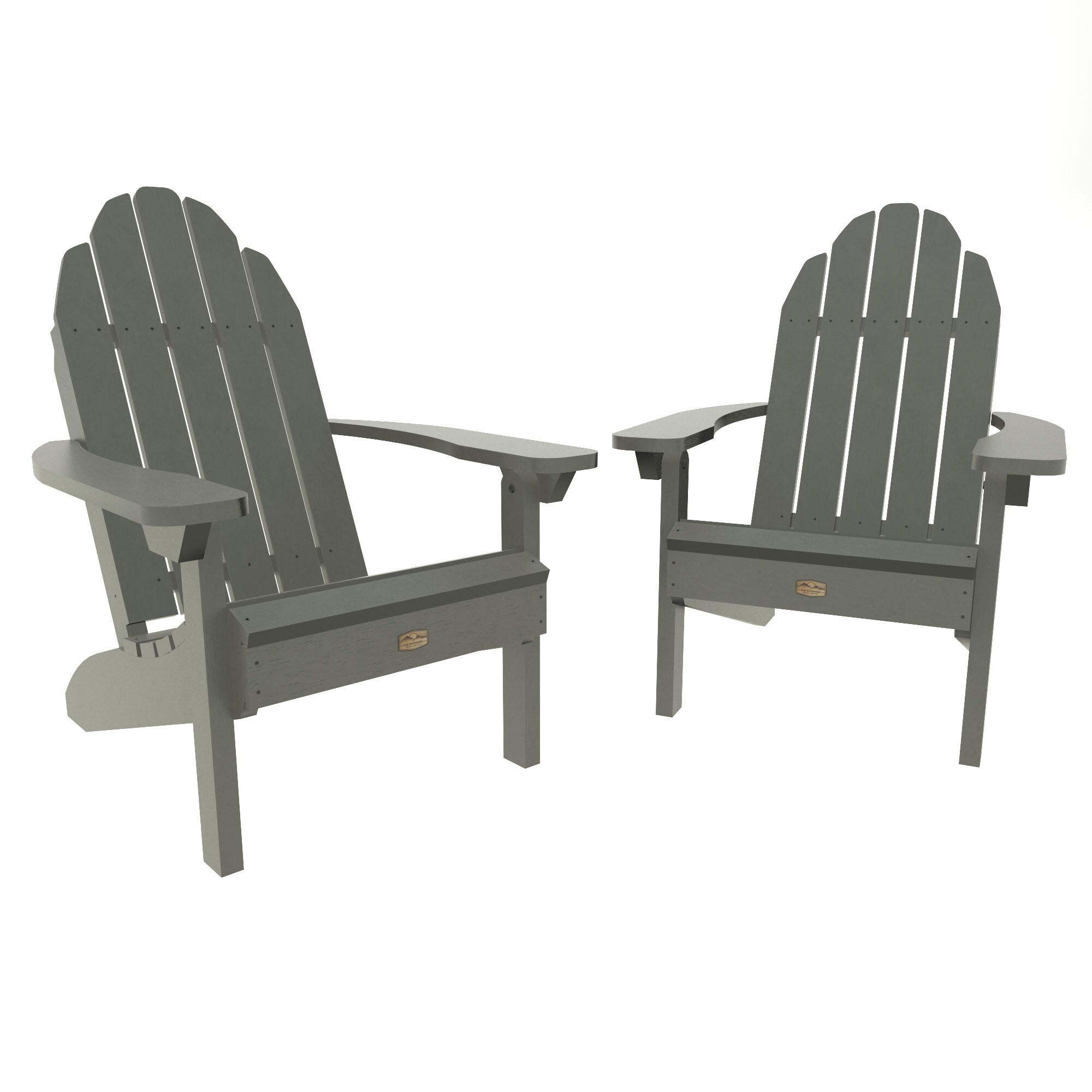 highwood EO-KITCLAS4-CGE Essential Set of 2 Coastal Teak Plastic Frame Stationary Adirondack Chair(s) with Slat Seat
