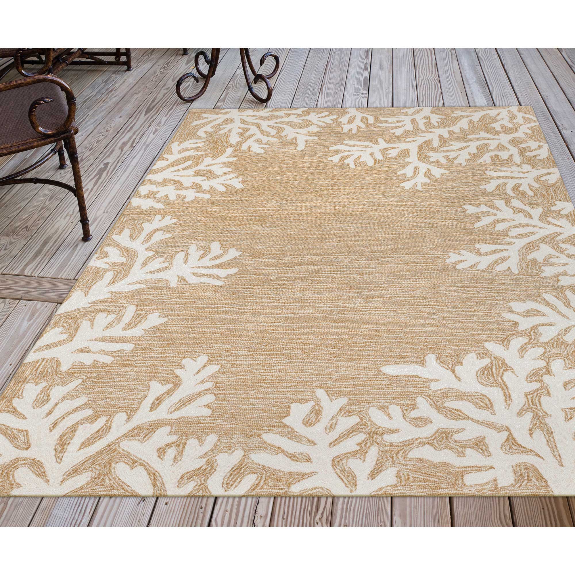 Liora Manne CAP81162012 Capri 8 x 12 (ft) Tufted Polyester Neutral Rectangular Indoor/Outdoor Border Coastal Area rug