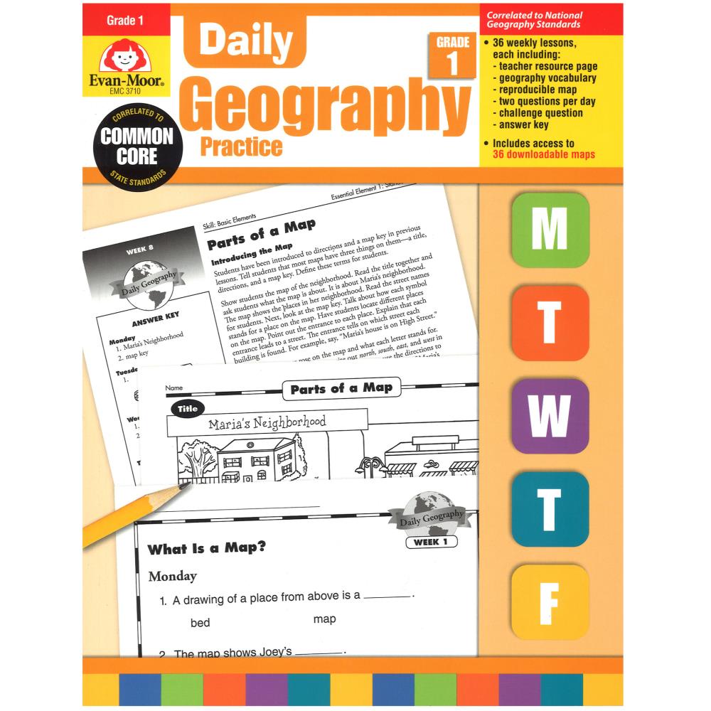 Evan-Moor EMC3710 Daily Geography Practice Book, Grade 1 Activity Book