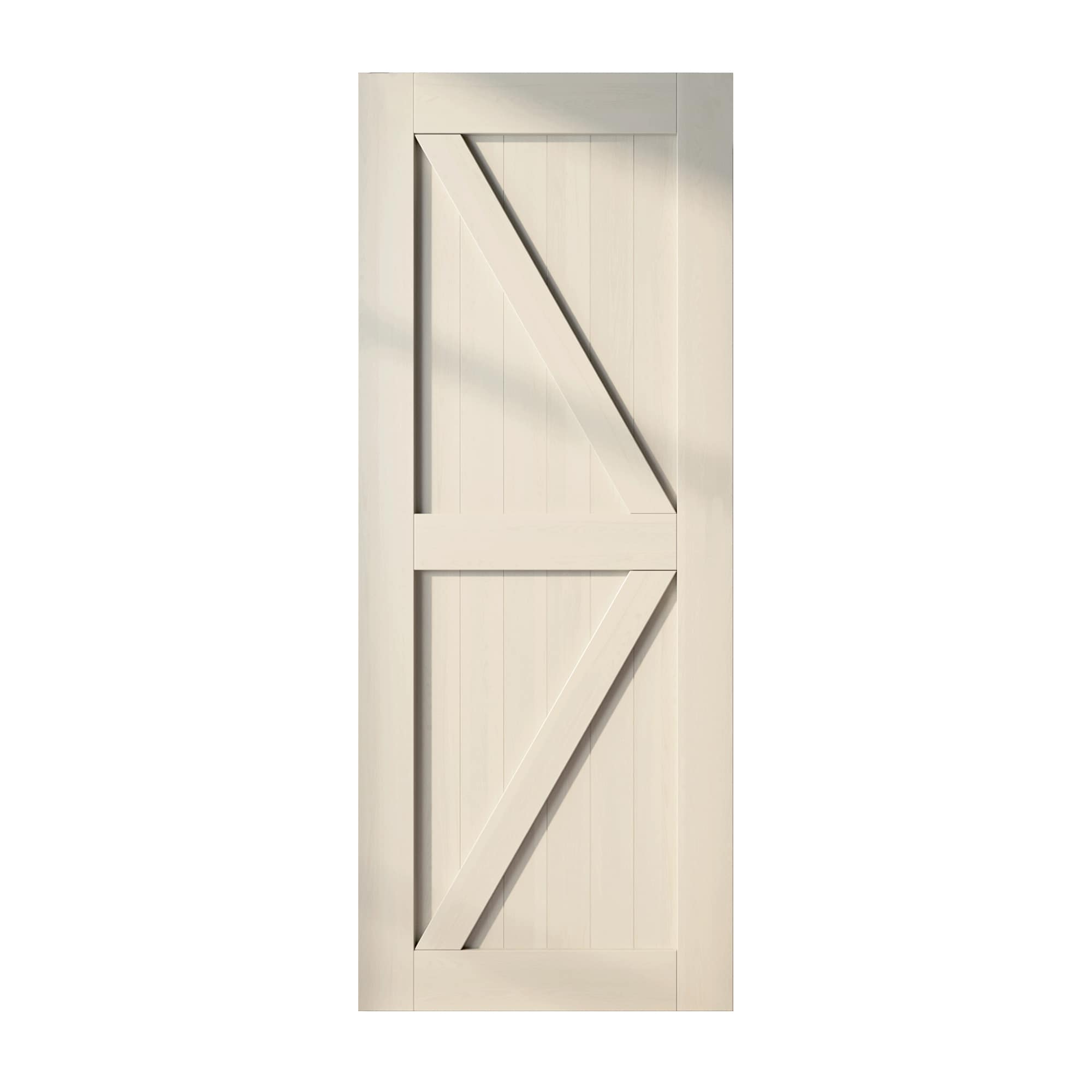 HOMACER 4896-K-TGRAY 48-in x 96-in Tinsmith Gray K-frame Pine Wood Solid core Single Barn Door (Hardware Not Included)