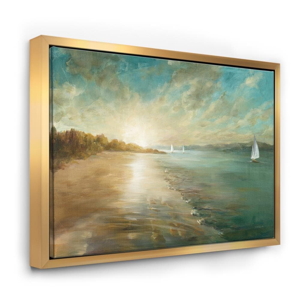 Designart Gold Wood Floater Frame 16-in H x 32-in W Coastal Print on ...