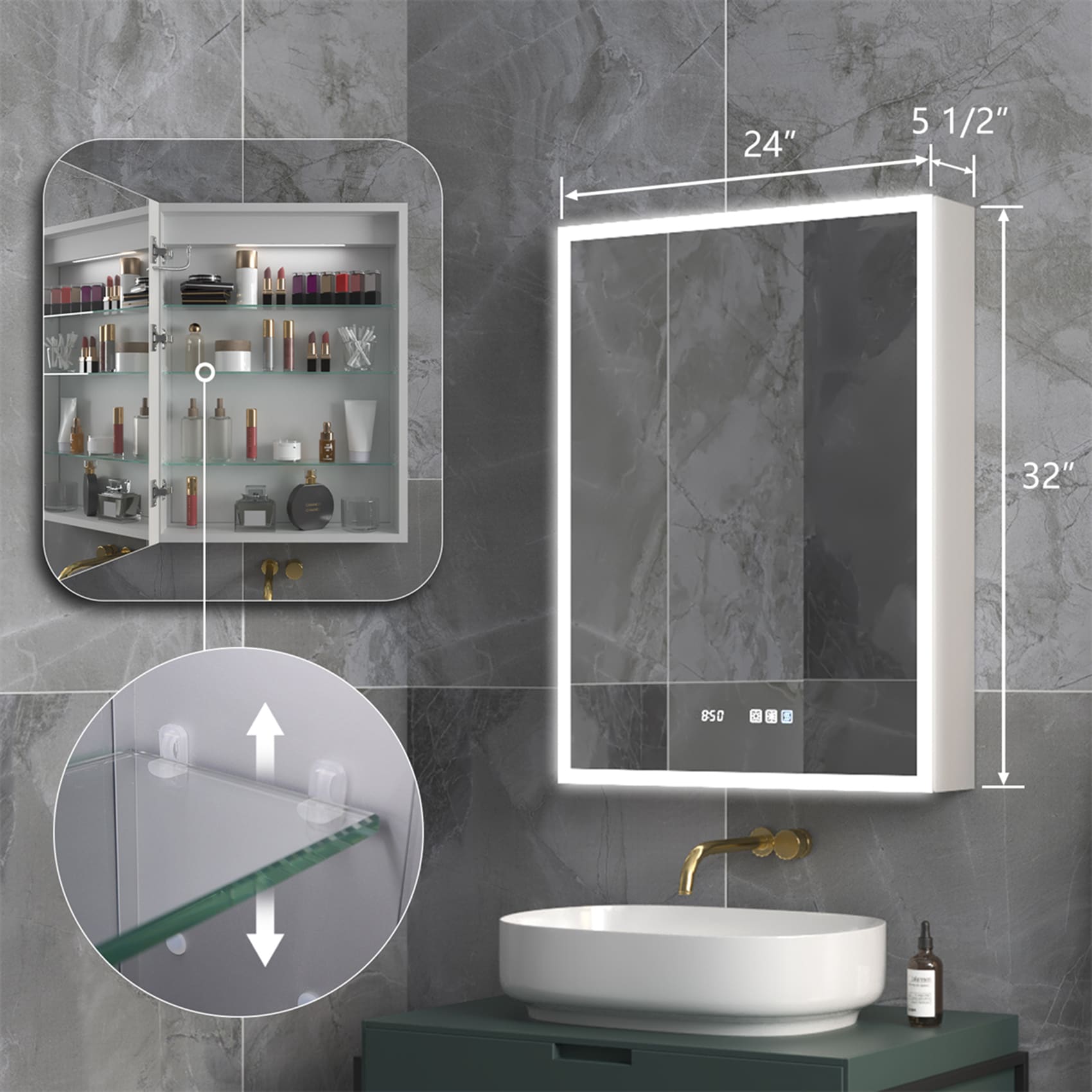 ExBrite EXMC2430V8LX Bathroom-Medicine-Cabinets - View #3