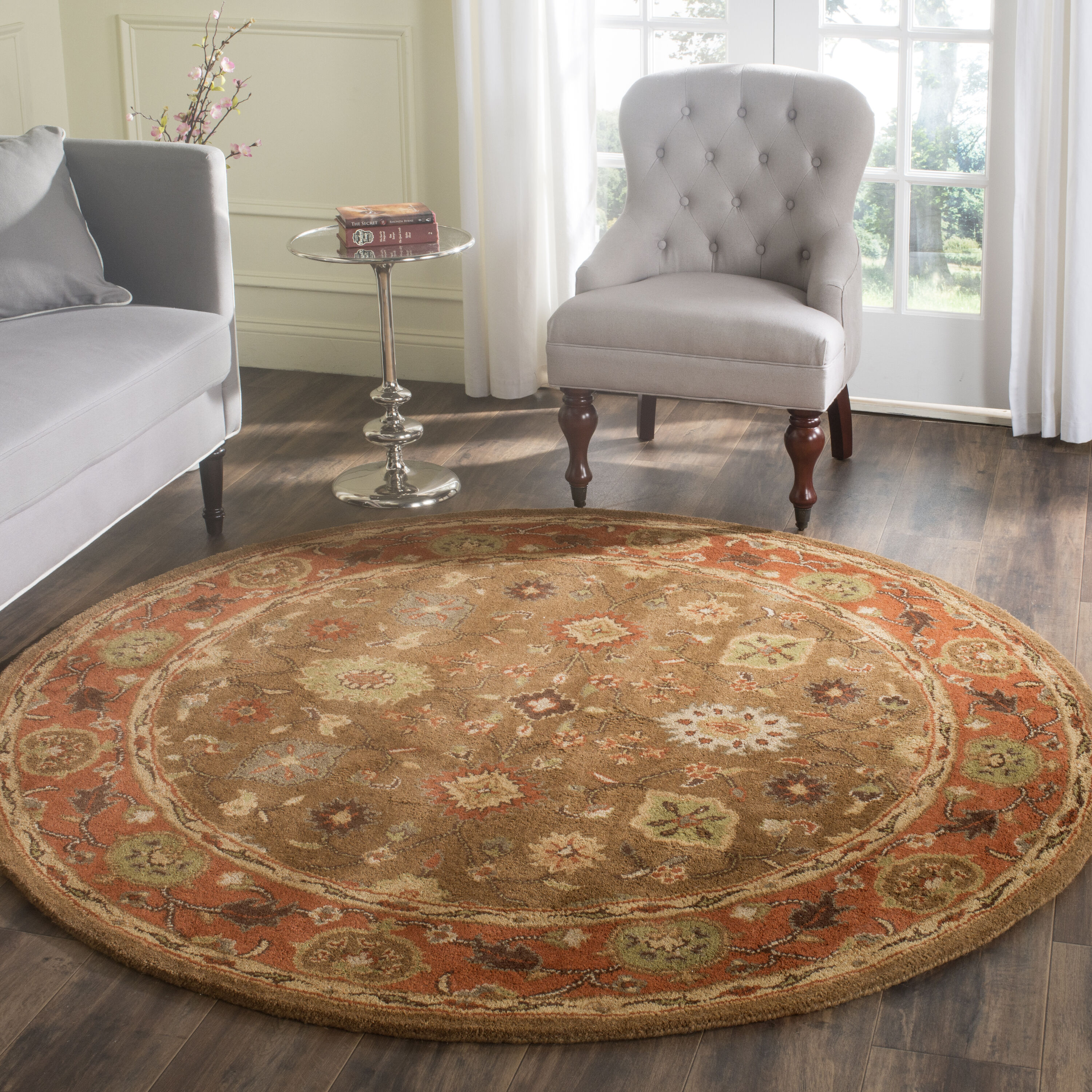 Heritage 952 Moss/Rust Traditional 6ft x 6ft Round Rug
