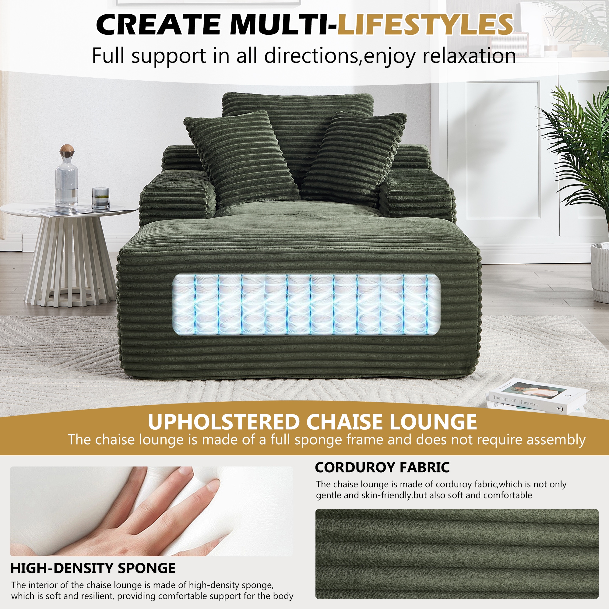 Hrinhom HC-D2041-GREEN Chaises-Settees - View #3