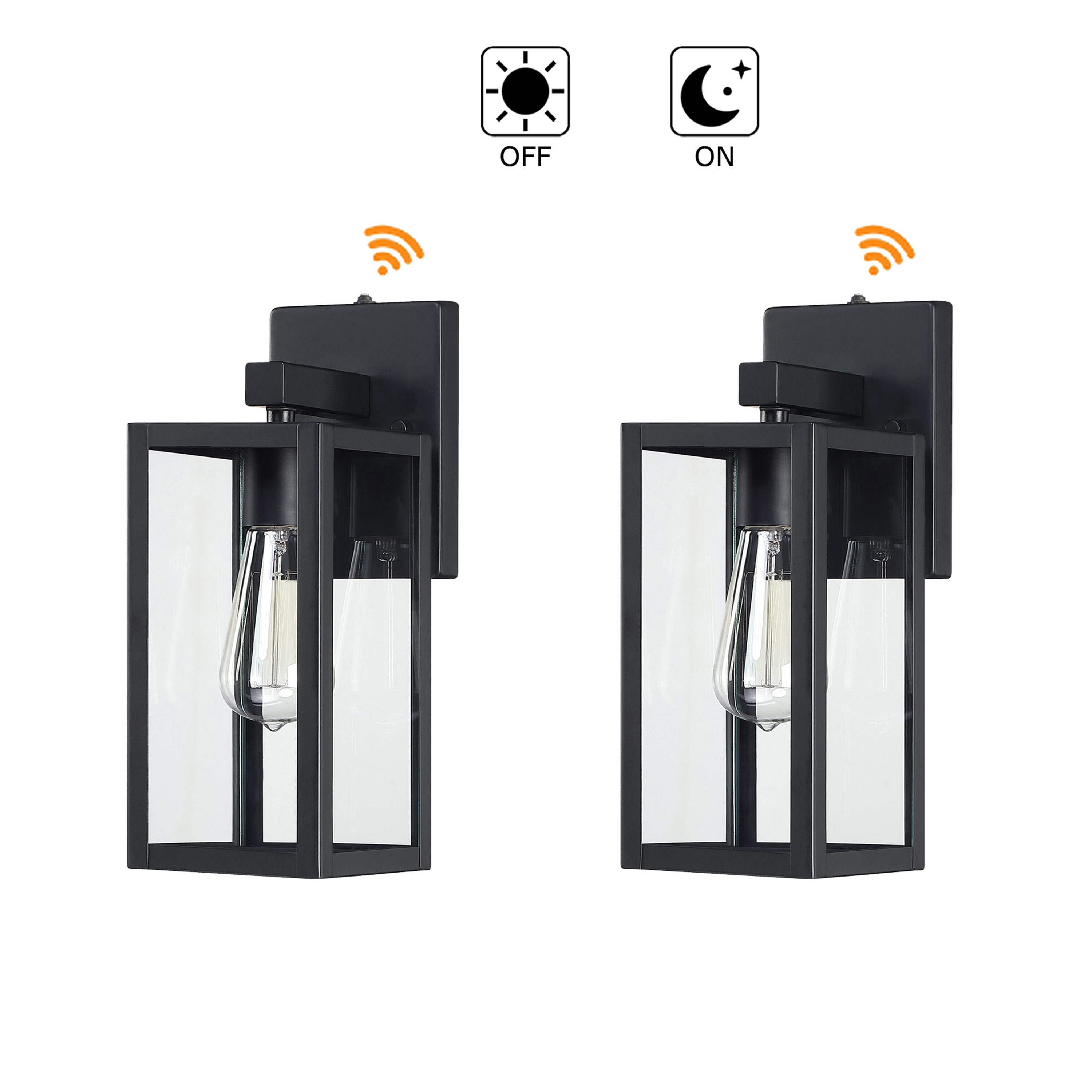 Hukoro F88702-11I 2 -Pack 1 -Light 13-in H Matte Black Hardwired Dusk to Dawn Outdoor Wall Light