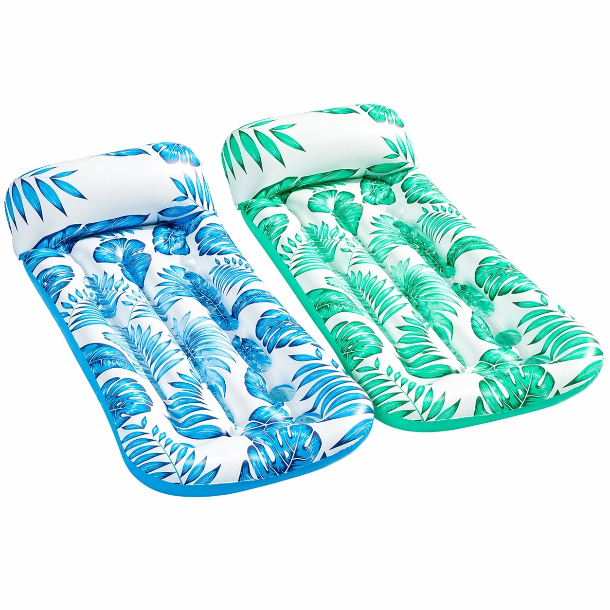 Aoibox  2 Pack Inflatable Pool Lounge Floats with Headrest Ventilated Body Raft for Adults 71 x 31 in Each
