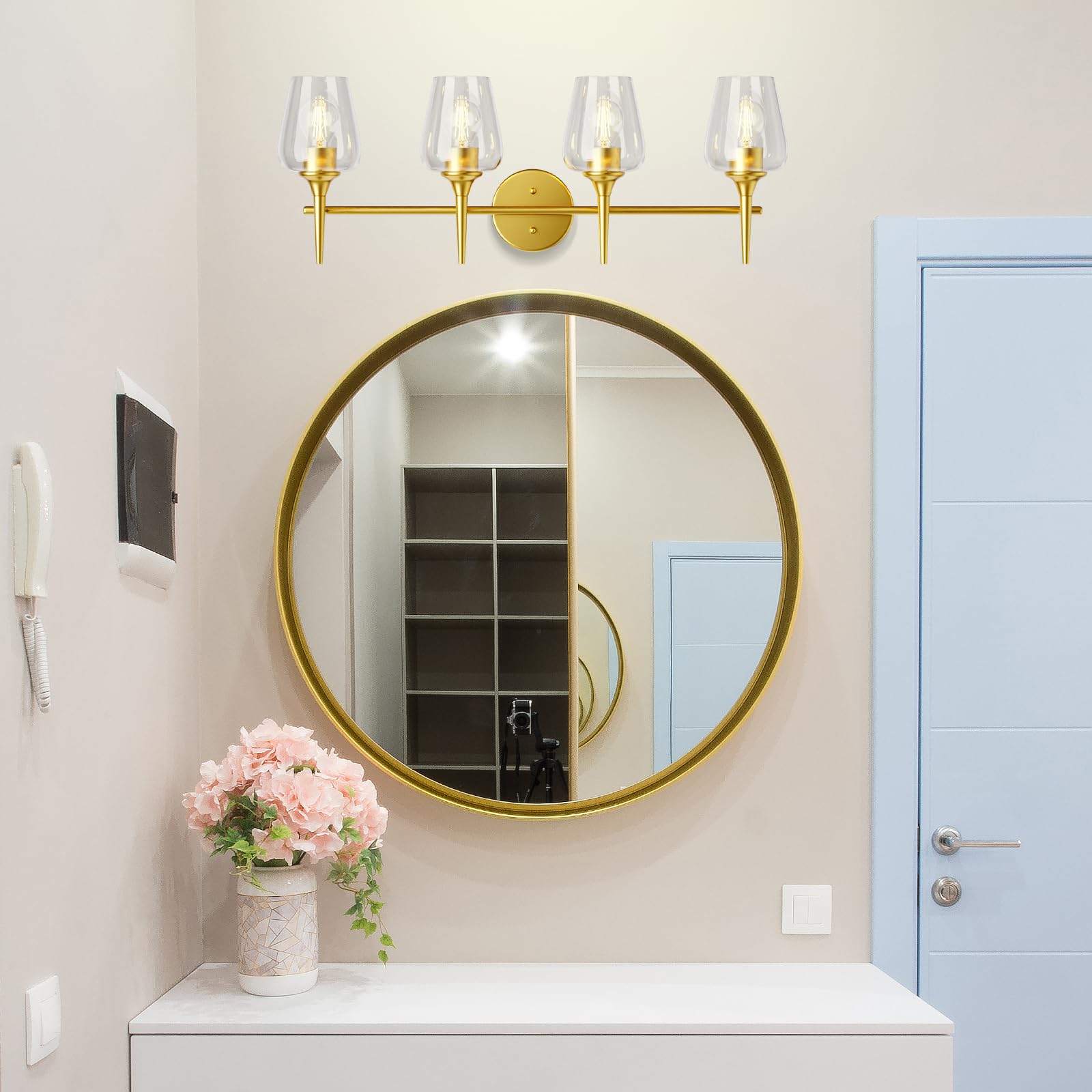 LTMATE LSWL022-SG JAZAVA 29.64-in 4 -Light Matte Gold Modern/contemporary Vanity light