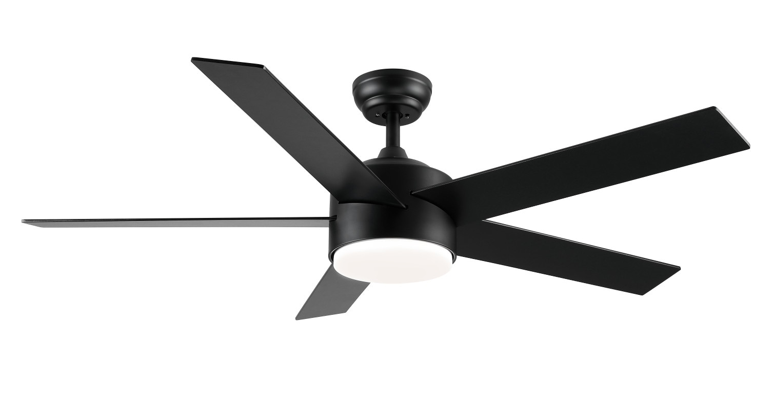 Yardreeze YHCF25BK5YE0407 52-Inches Black with ABS Blades Color-Changing Integrated LED Fixture Indoor Downrod mount Propeller Ceiling Fan With Light and Remote ( 5 -Blade)
