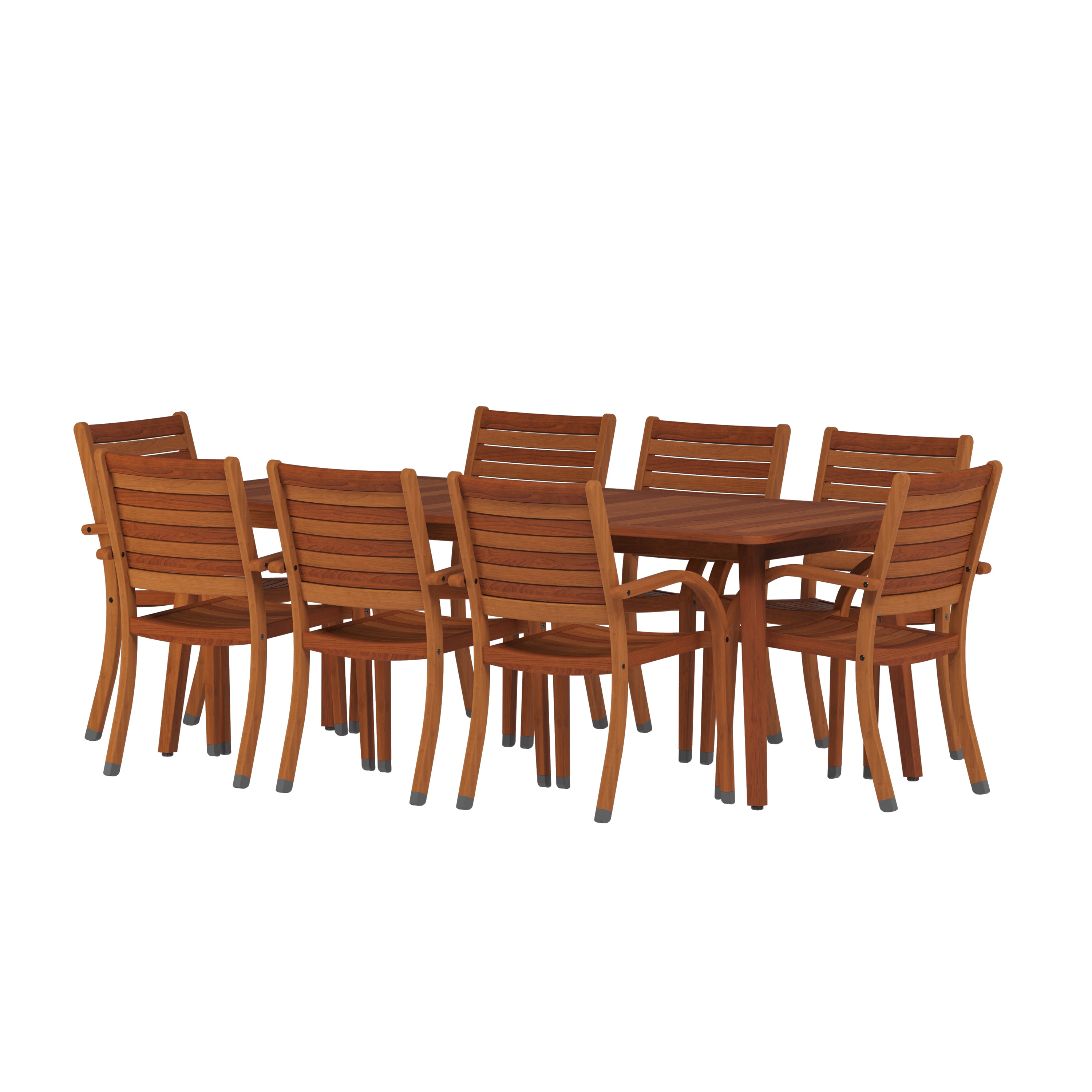 Amazonia SC ARIZ 8CATA 9 -Piece Wood finish Patio Dining Set Wood Rectangle Table with 8 Brown Stationary Chairs