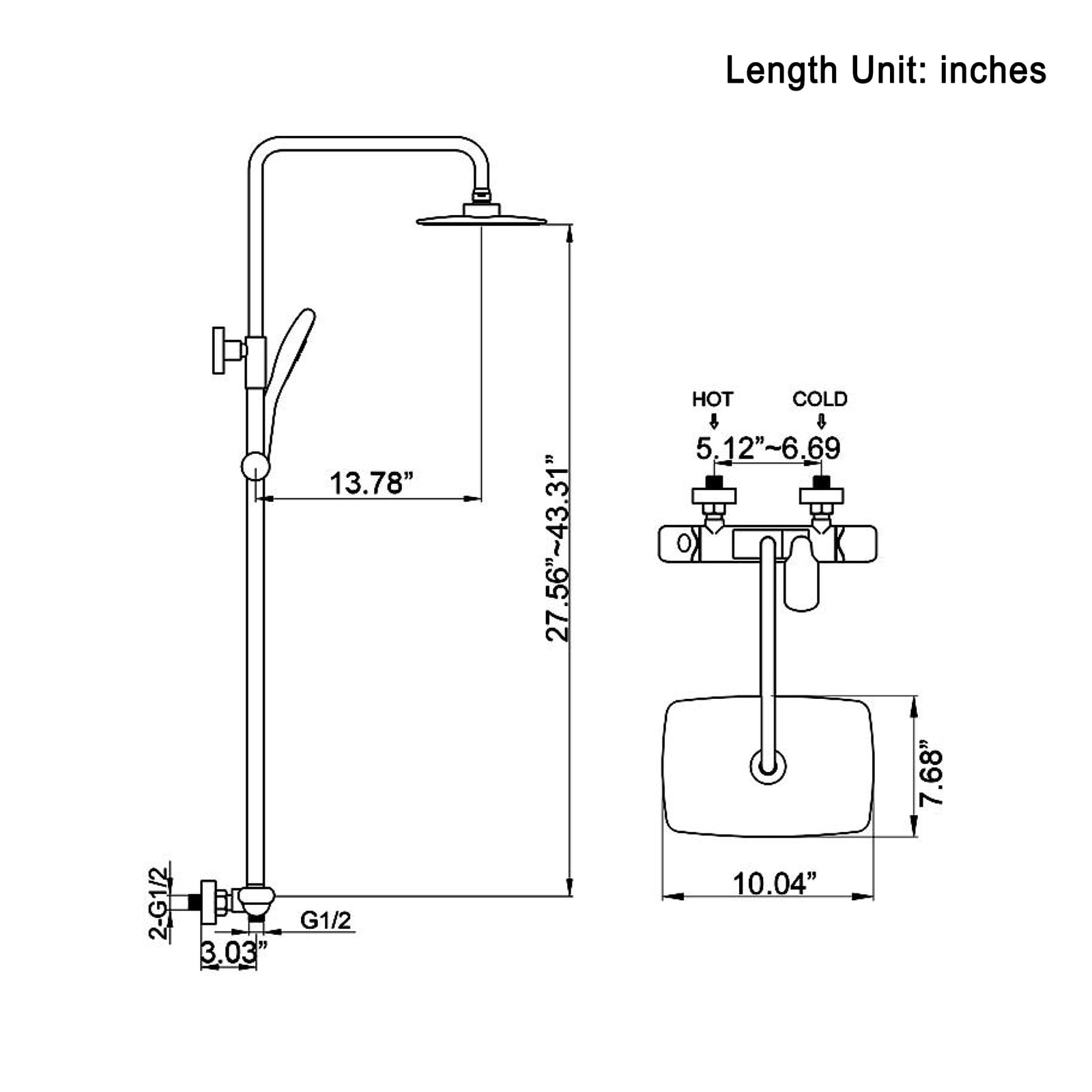 Mondawe OR-6203MB-DG Showerhead-Bar-Panels - View #4