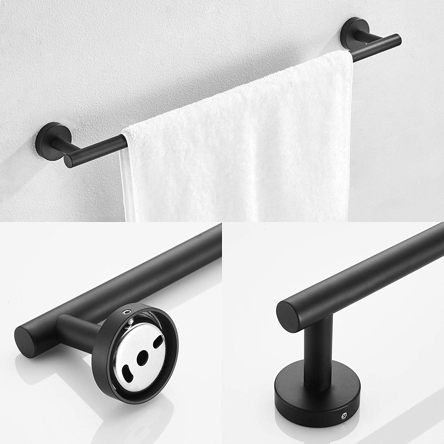LOVMOR SF-H-THG04MB 3 - Pieces Bathroom Hardware Accessories Set - Towel Bar Toilet Paper Holder Robe Towel Hooks