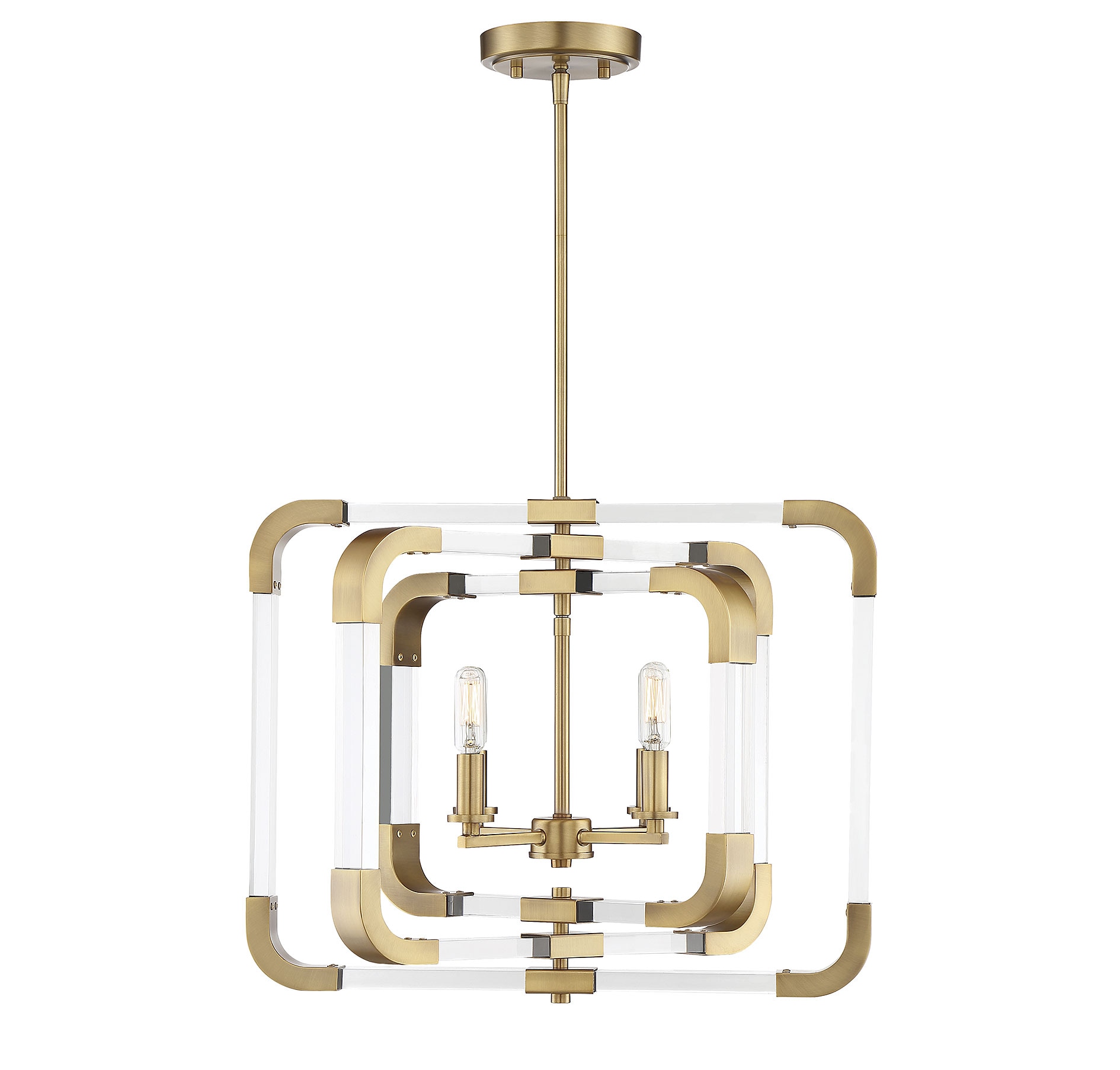 Savoy House 6-1662-4-322 Rotterdam 4-Light Convertible Semi-Flush/Pendant in Brass 4 -Light 20-in Antique Brass Semi Flush Mount Light