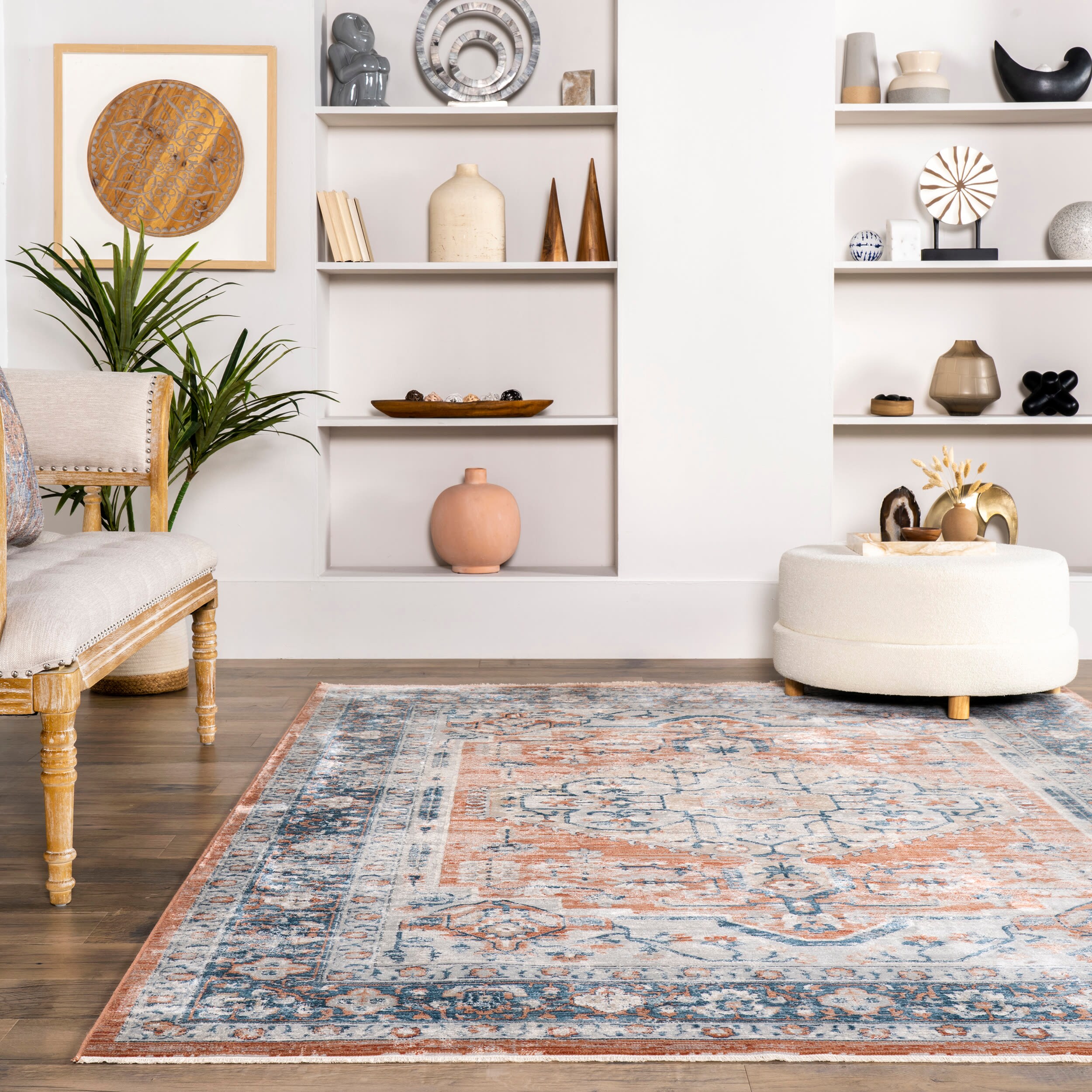 Reversible Orange Medallion 4' x 6' Synthetic Area Rug