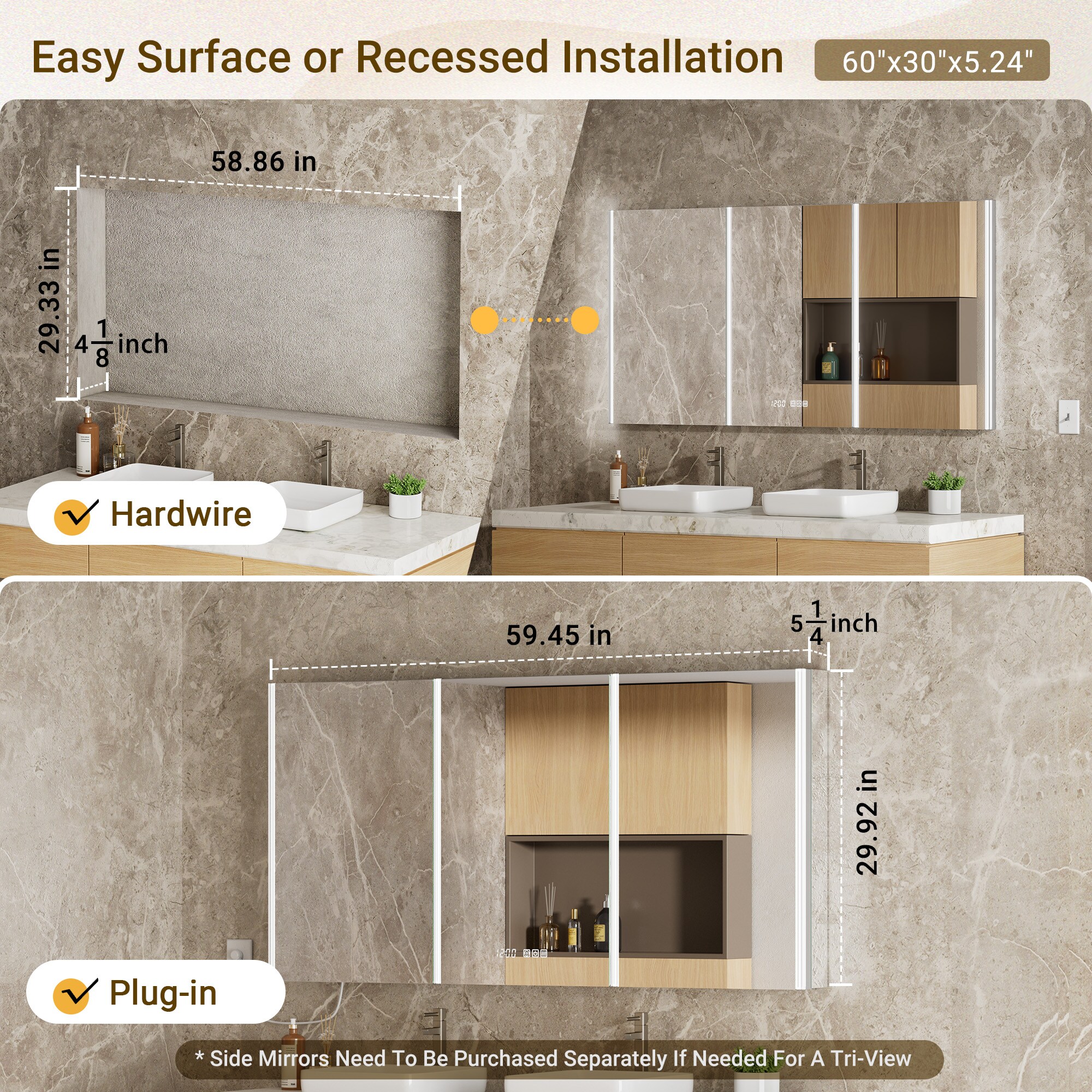 QueenFun WSMCAL6030 Bathroom-Medicine-Cabinets - View #4