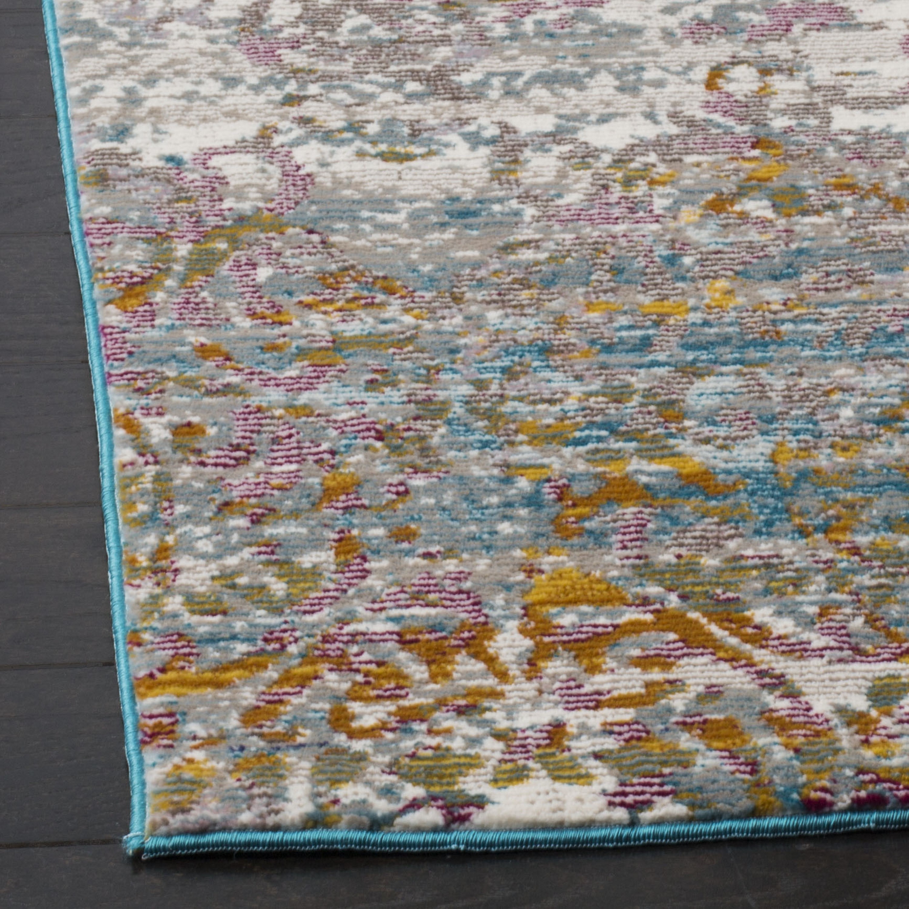 Aria 4' x 6' Blue and Cream Reversible Wool Area Rug