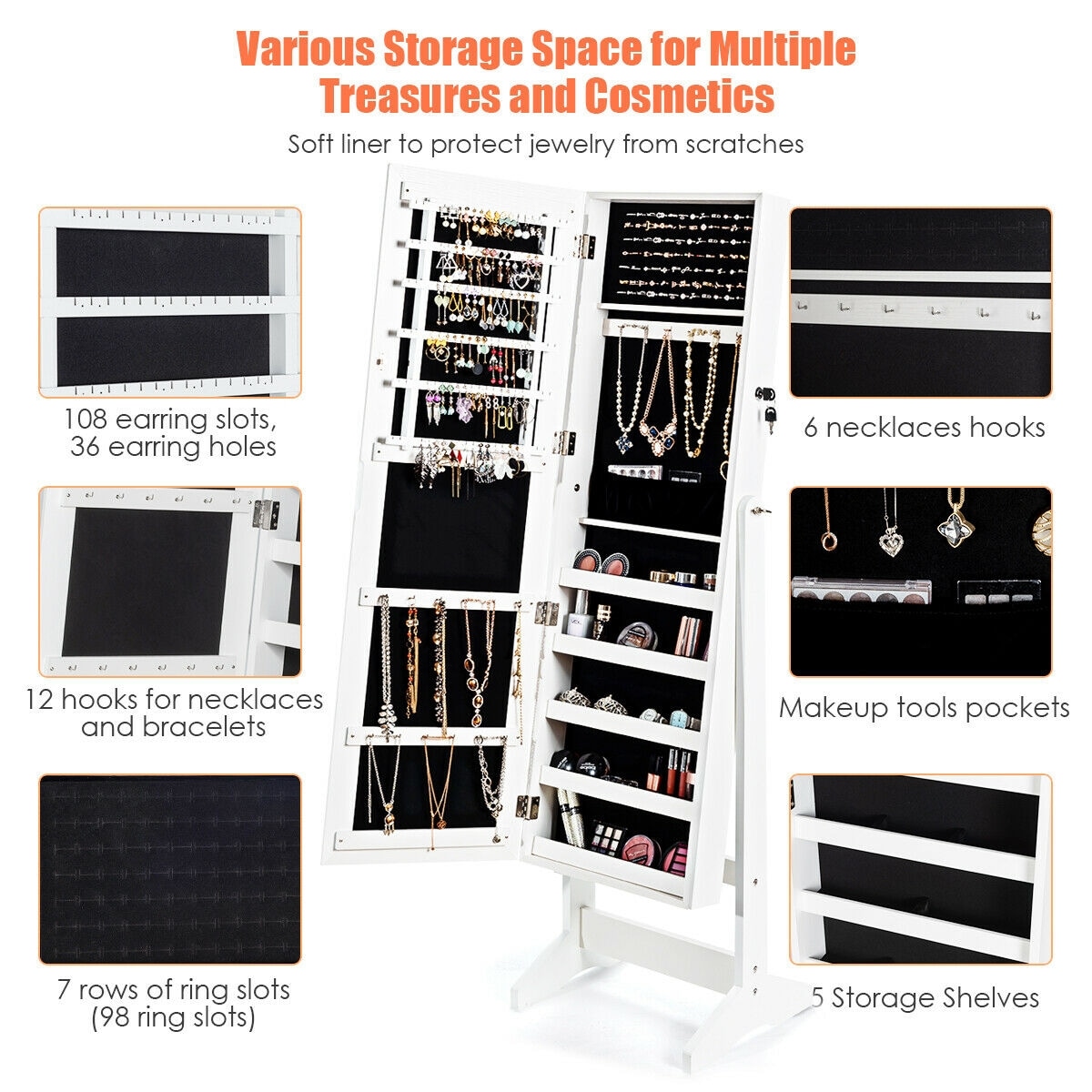 CASAINC HYSN-65948WH Jewelry-Armoires - View #11