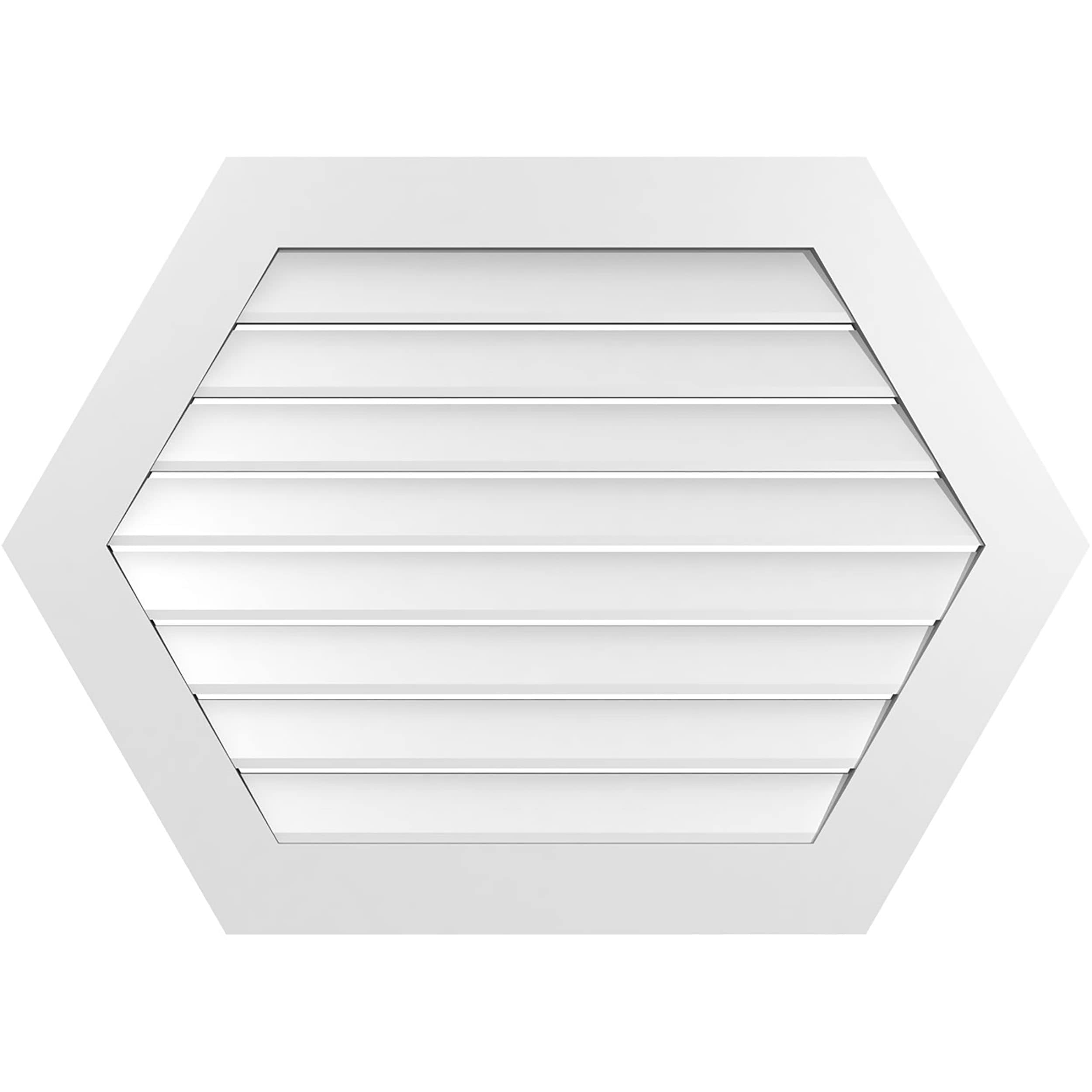 Ekena Millwork GVPHP42X3001SF 42-Inches x 30-Inches Off-white Peaked PVC Gable Louver Vent