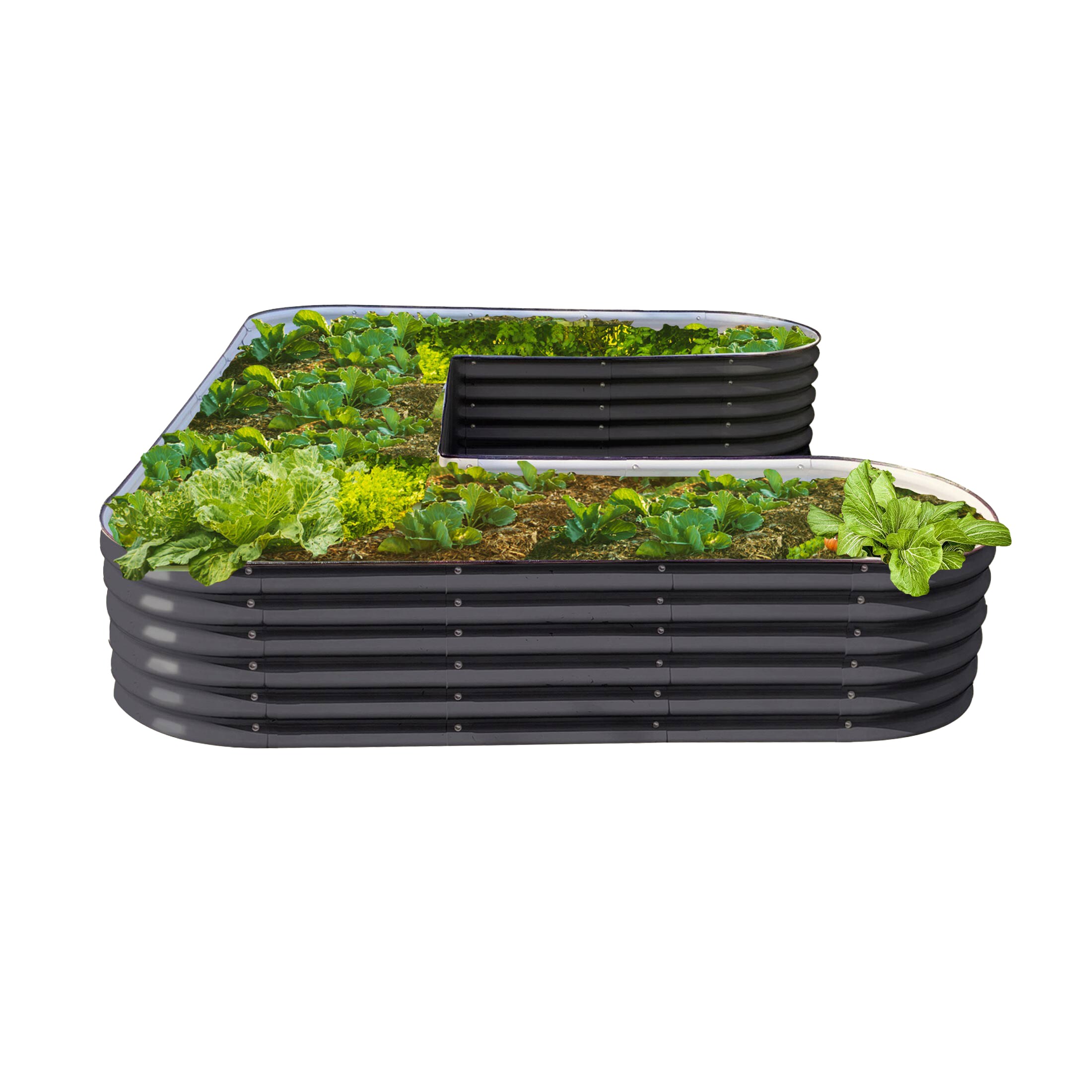 Vego Garden VBULG17MG 62-cu ft 84-in W x 102-in L x 17-in H Modern Gray Galvanized Metal Raised Garden Bed