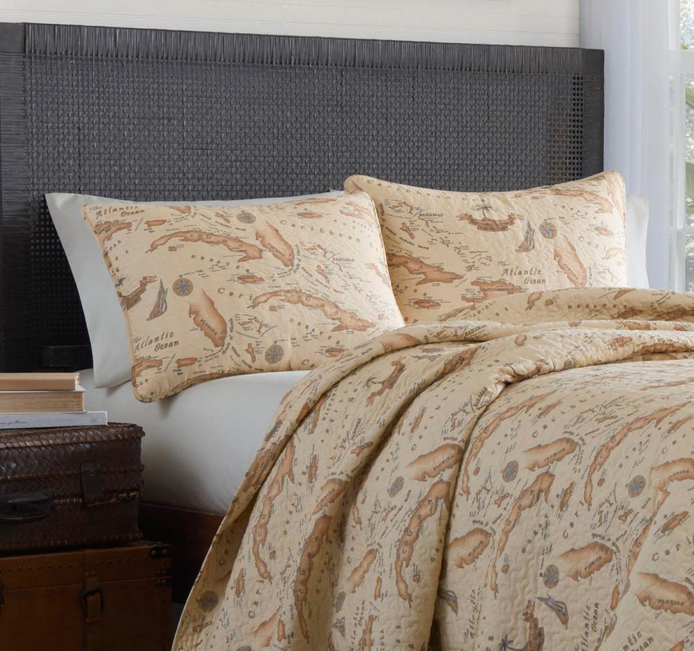 Tommy Bahama Bahama Map 2-Piece Sepia Twin Quilt Set in the Bedding ...