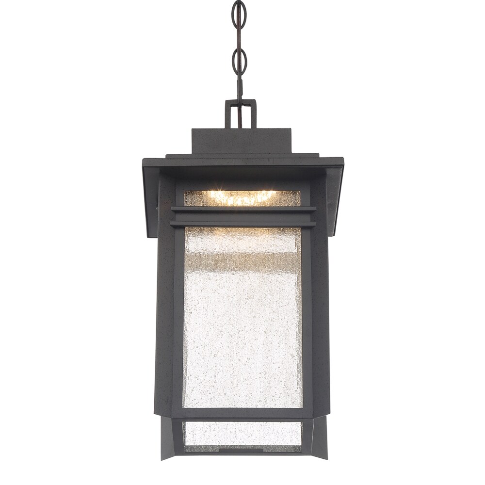 Quoizel Beacon Stone Black Transitional Seeded Glass Lantern Led Outdoor Hanging Pendant Light