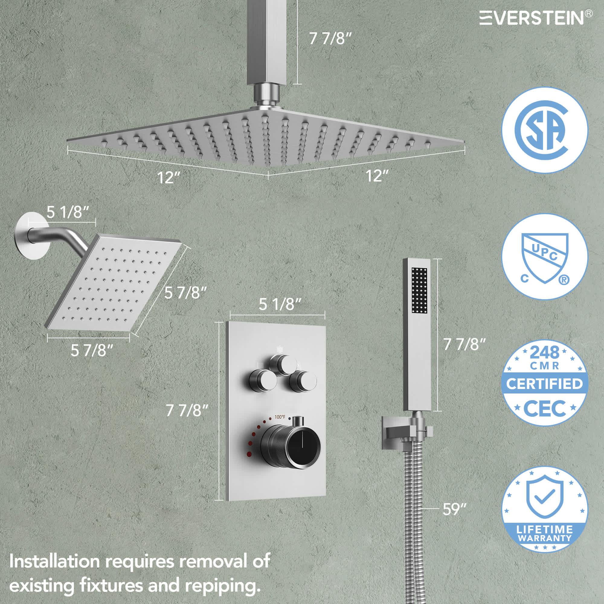 EVERSTEIN SFS1007-NK12 Tub-Shower-Faucets - View #4
