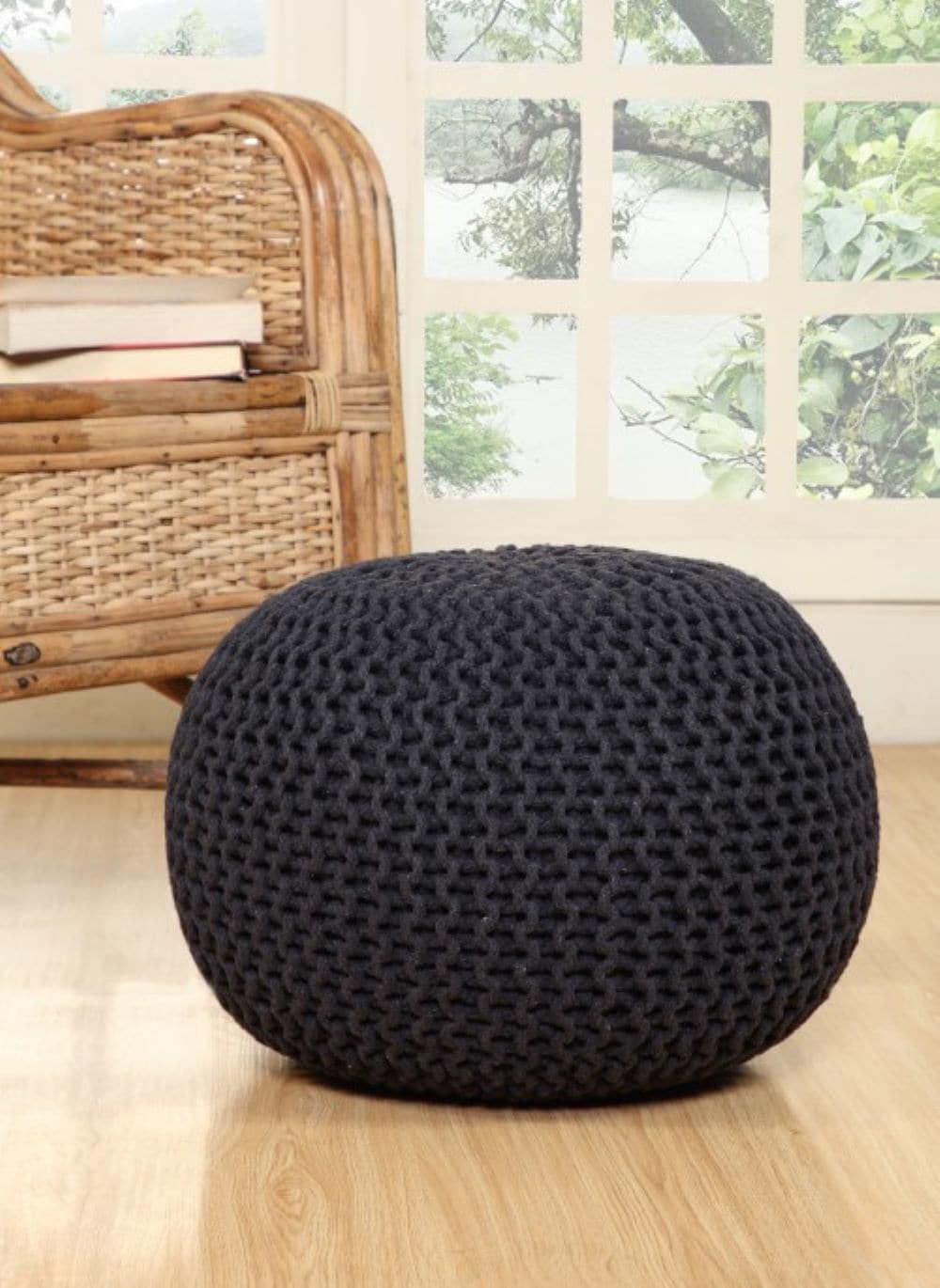 AANNY Designs JJS01170 Lychee Modern Dark grey Pouf Ottoman