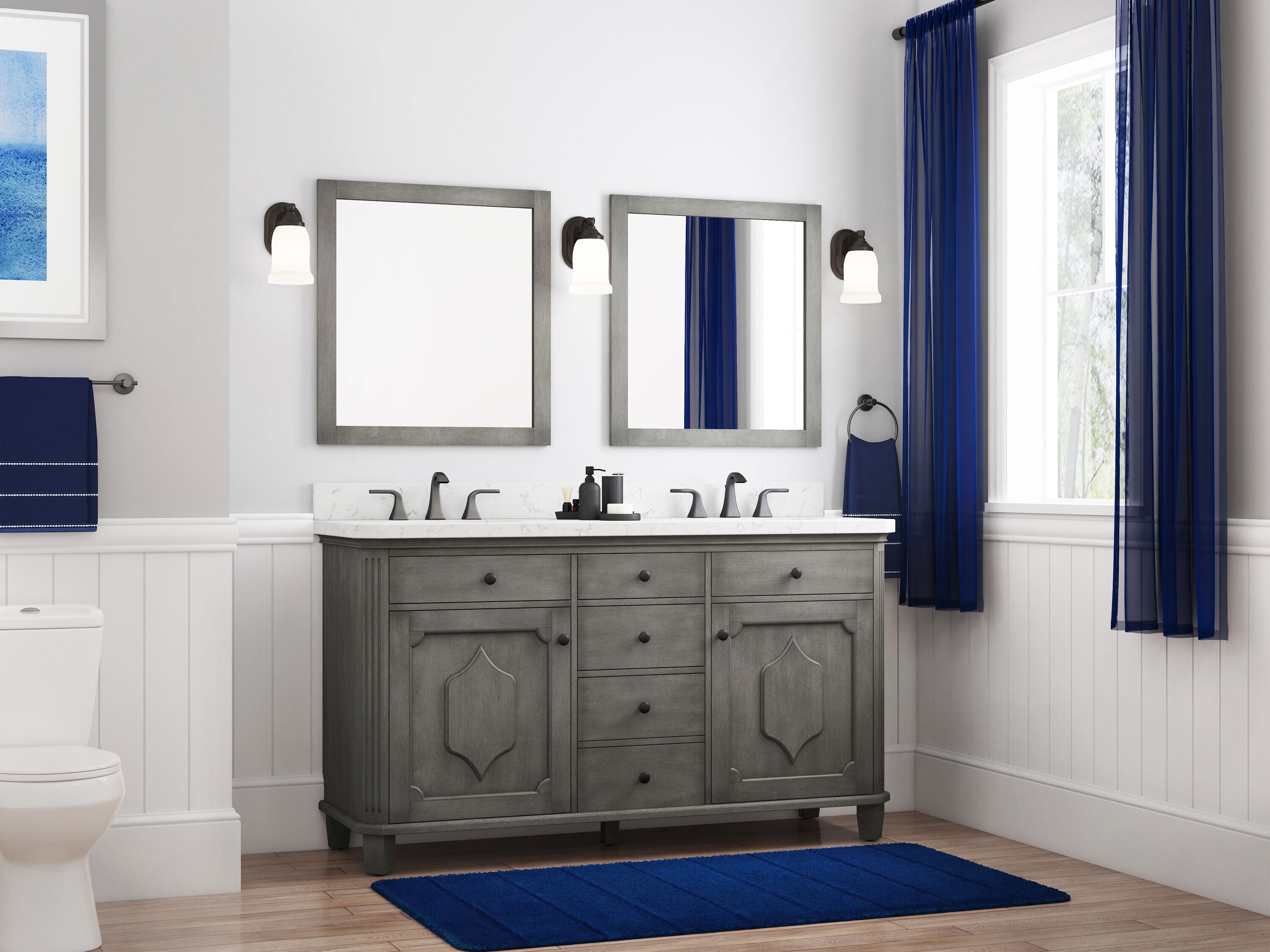 allen + roth A+R 60-IN WINDSOR BLUE VANITY at