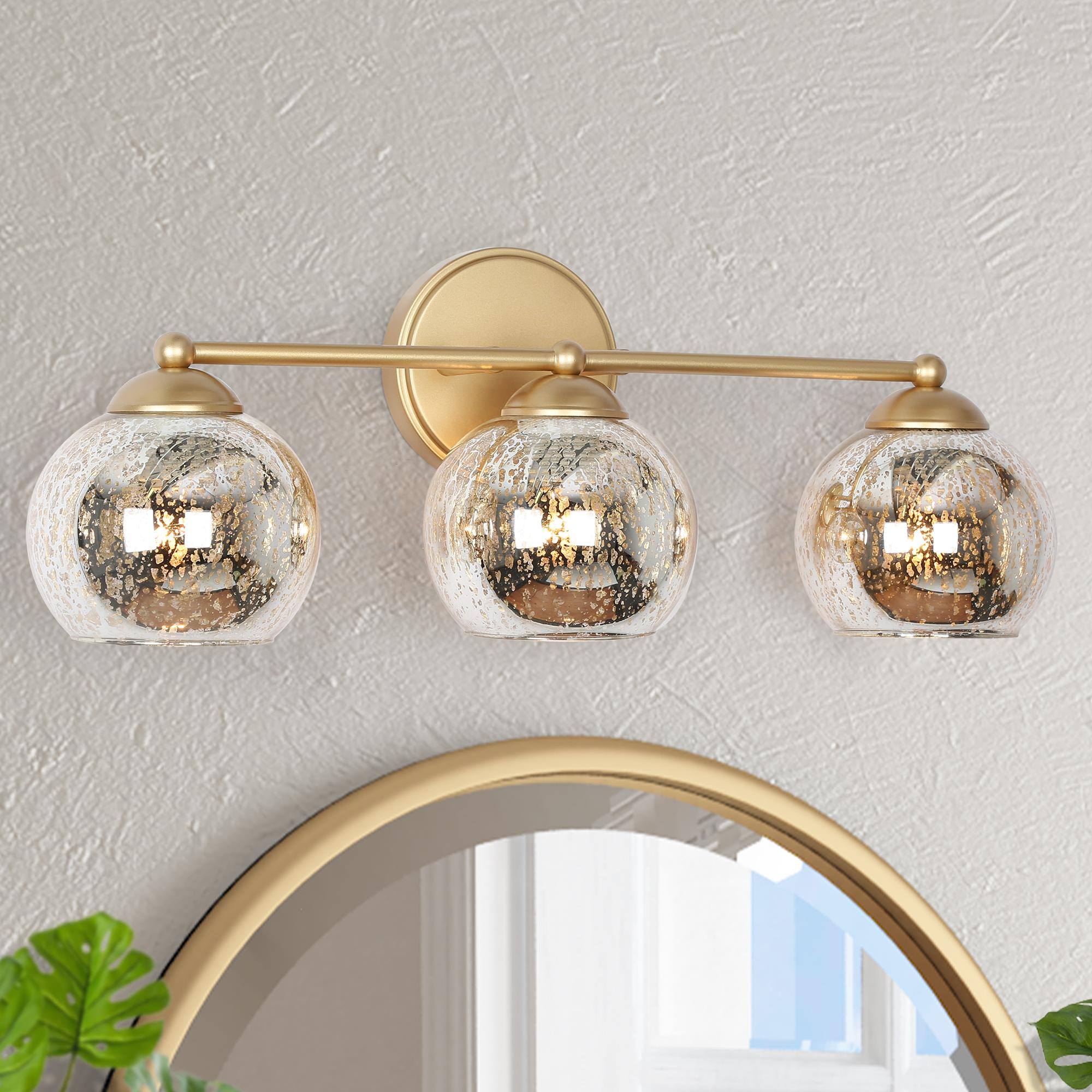 ZEVNI L3UJUMBQW4589SQ7 Mafia 21-in 3 -Light Matte Gold Modern/contemporary Vanity light
