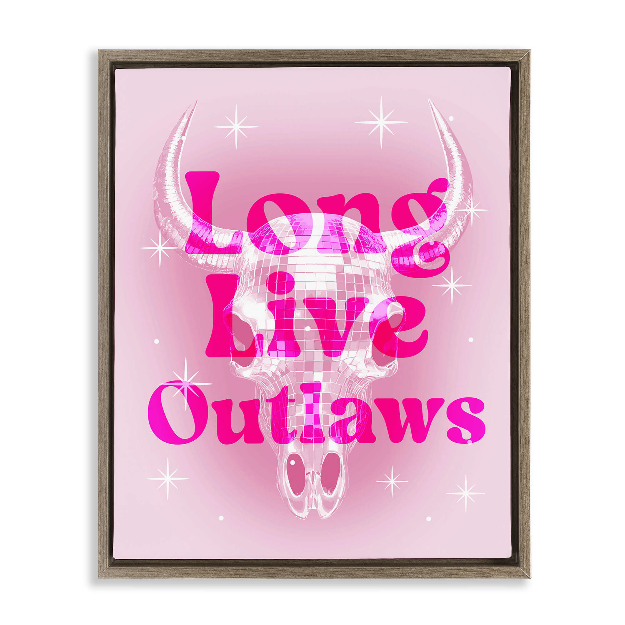 Stupell Industries BT-125-FFE-24X30 Glam Long Live Outlaws Brown Framed Floater Canvas Wall Art By Lil' Rue 25 x 31