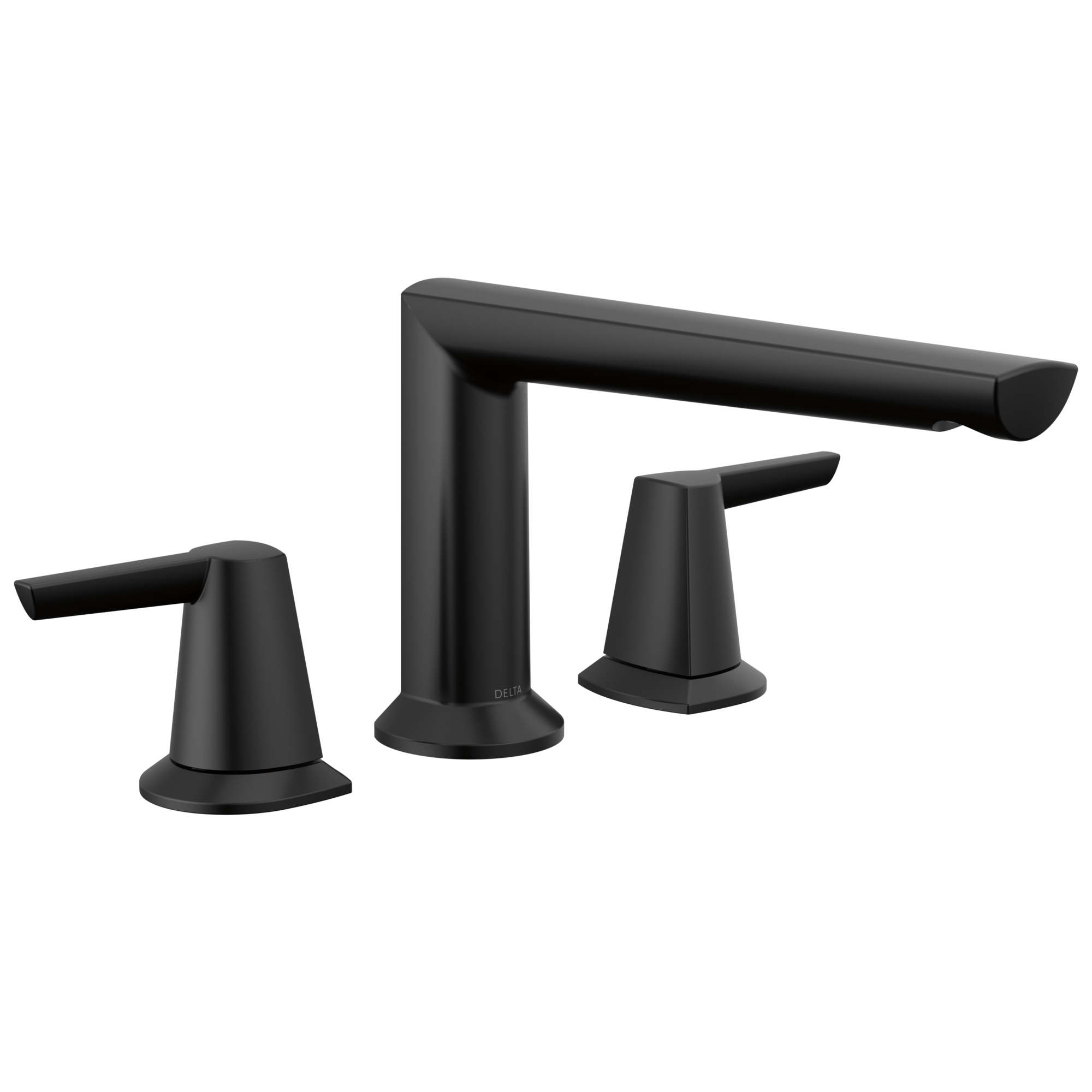 Delta T2771-BL Galeon Matte Black 2-handle Deck-mount Roman Low-arc Bathtub Faucet